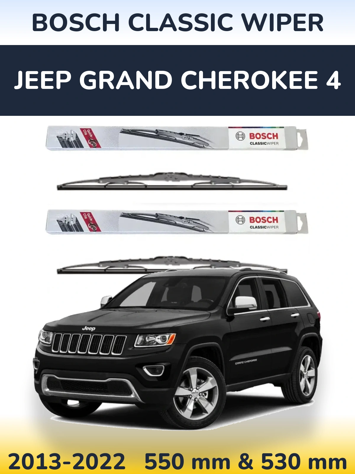 Komplet przednich wycieraczek BOSCH Classic Wiper 550 & 530 mm do Jeep Grand Cherokee 4 2013-2022