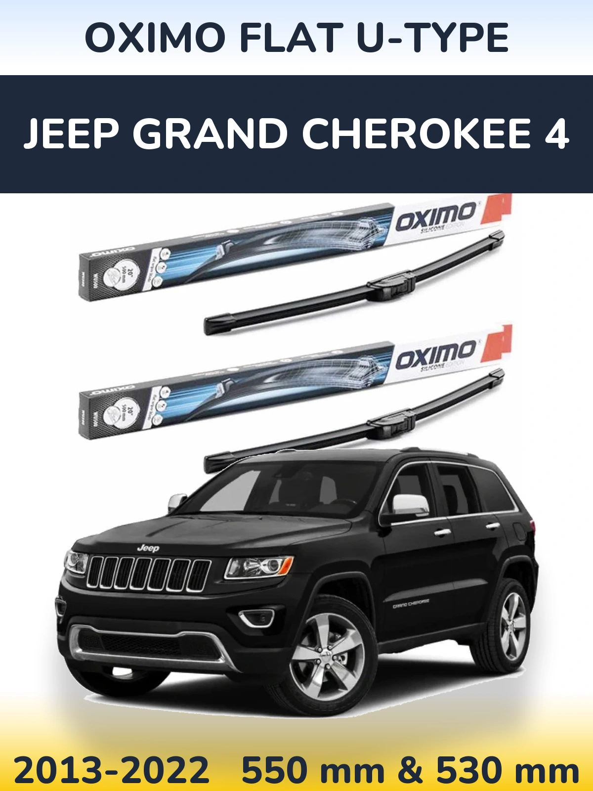 Komplet przednich wycieraczek Oximo Flat U-type 550 & 530 mm do Jeep Grand Cherokee 4 2013-2022