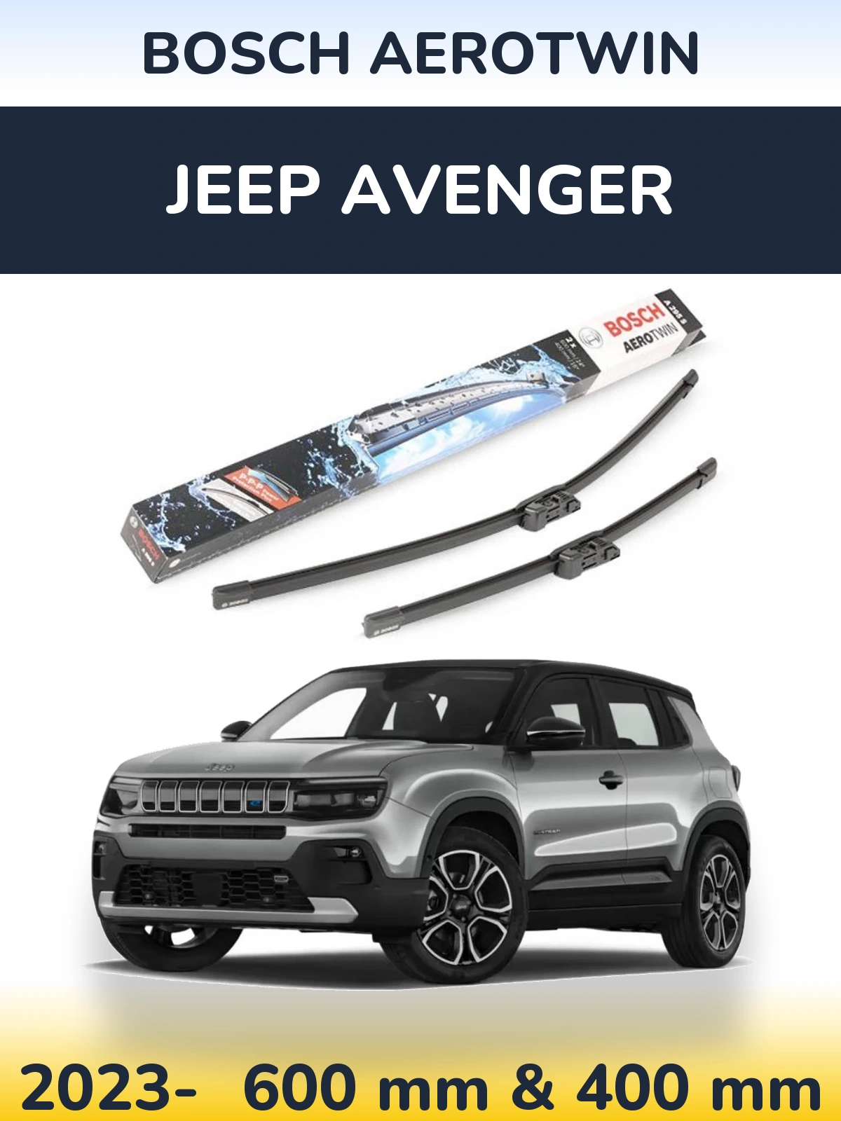 Front wiper blade set BOSCH AeroTwin 600 & 400 мм for Jeep Avenger 2023-2026