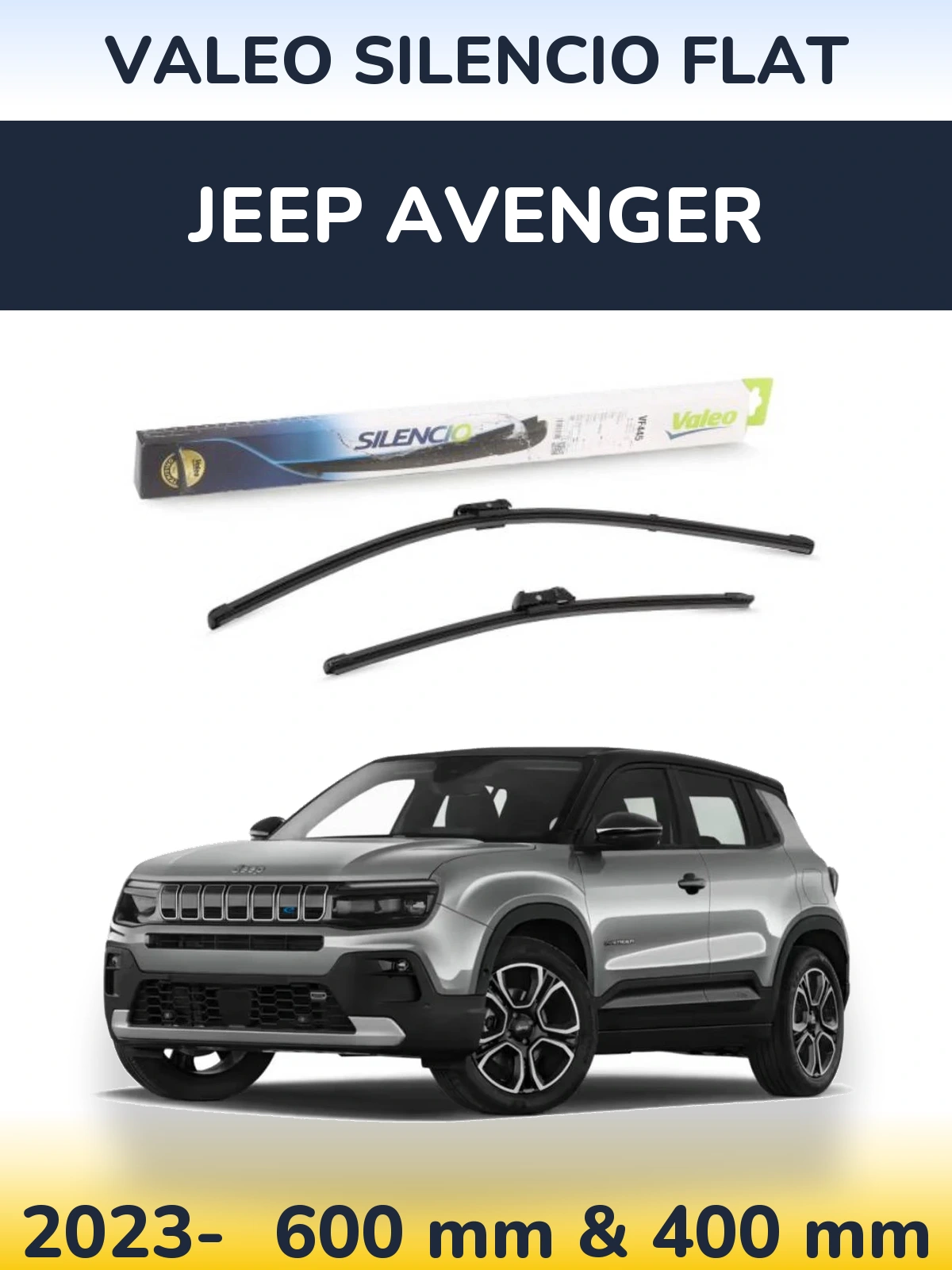 Komplet przednich wycieraczek Valeo Silencio Flat 600 & 400 mm do Jeep Avenger 2023-2026