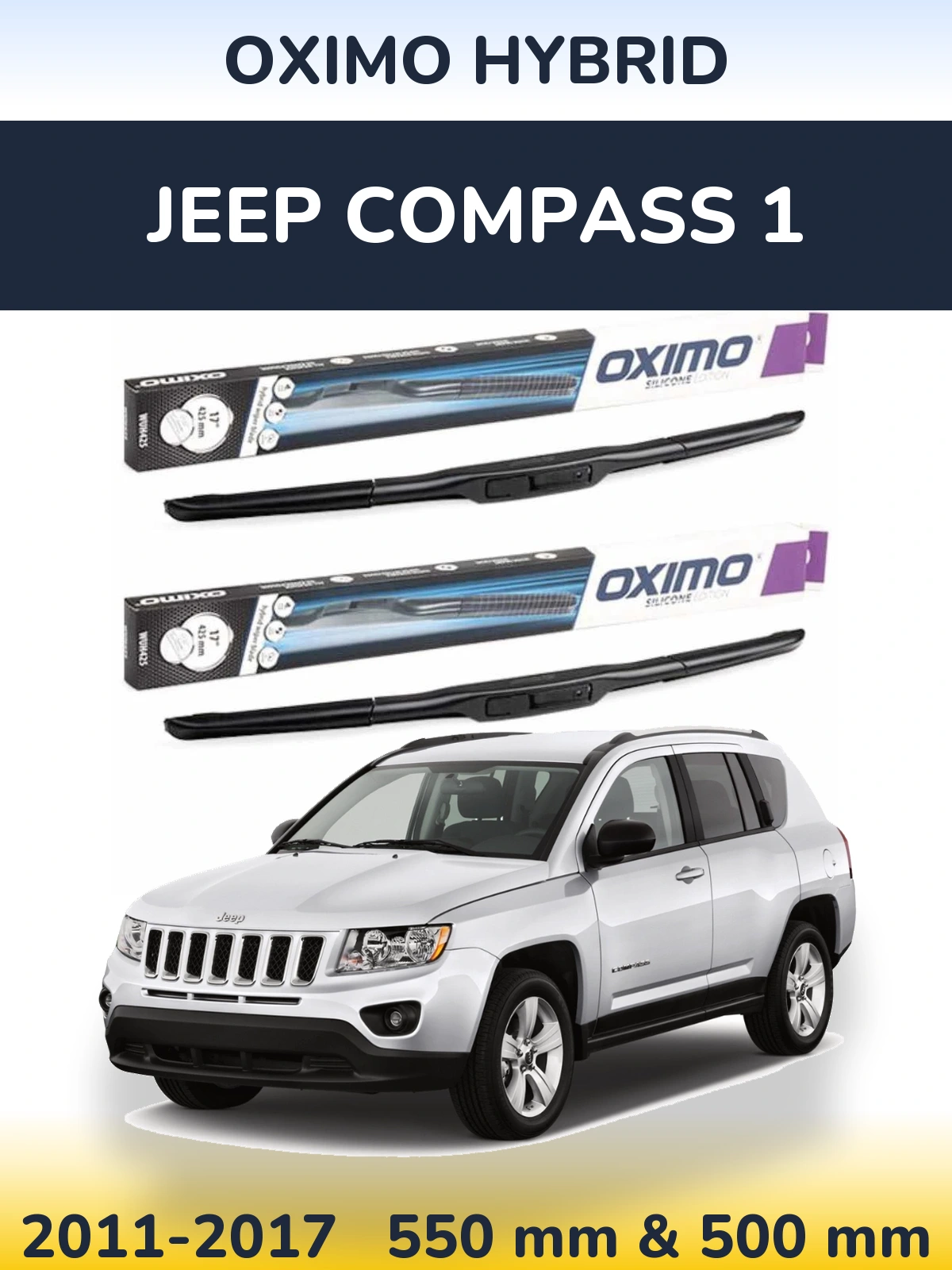 Front wiper blade set Oximo Hybrid 550 & 500 мм for Jeep Compass 1 2011-2017