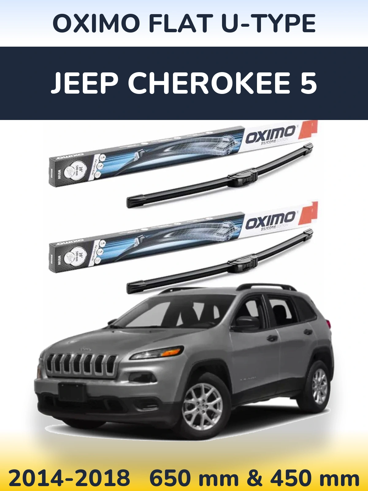 Komplet przednich wycieraczek Oximo Flat U-type 650 & 450 mm do Jeep Cherokee 5 2014-2018