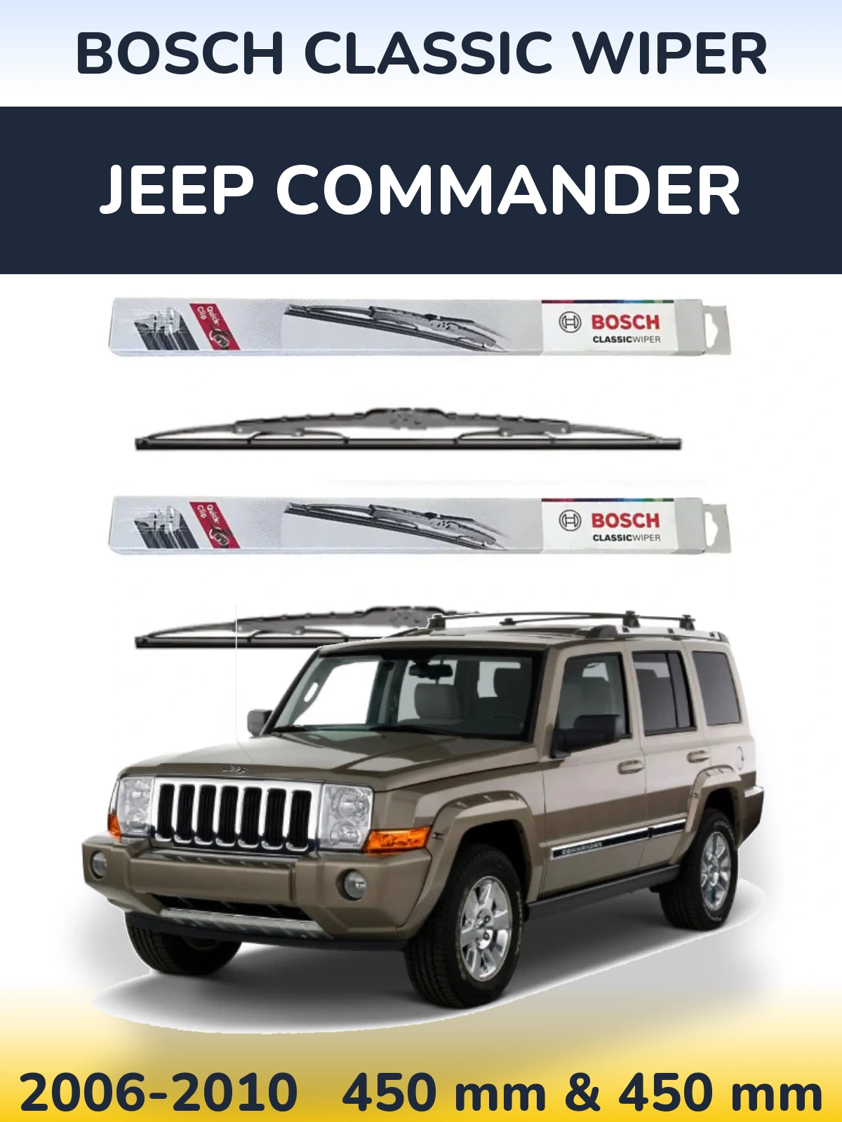 Komplet przednich wycieraczek BOSCH Classic Wiper 450 & 450 mm do Jeep Commander 2006-2010