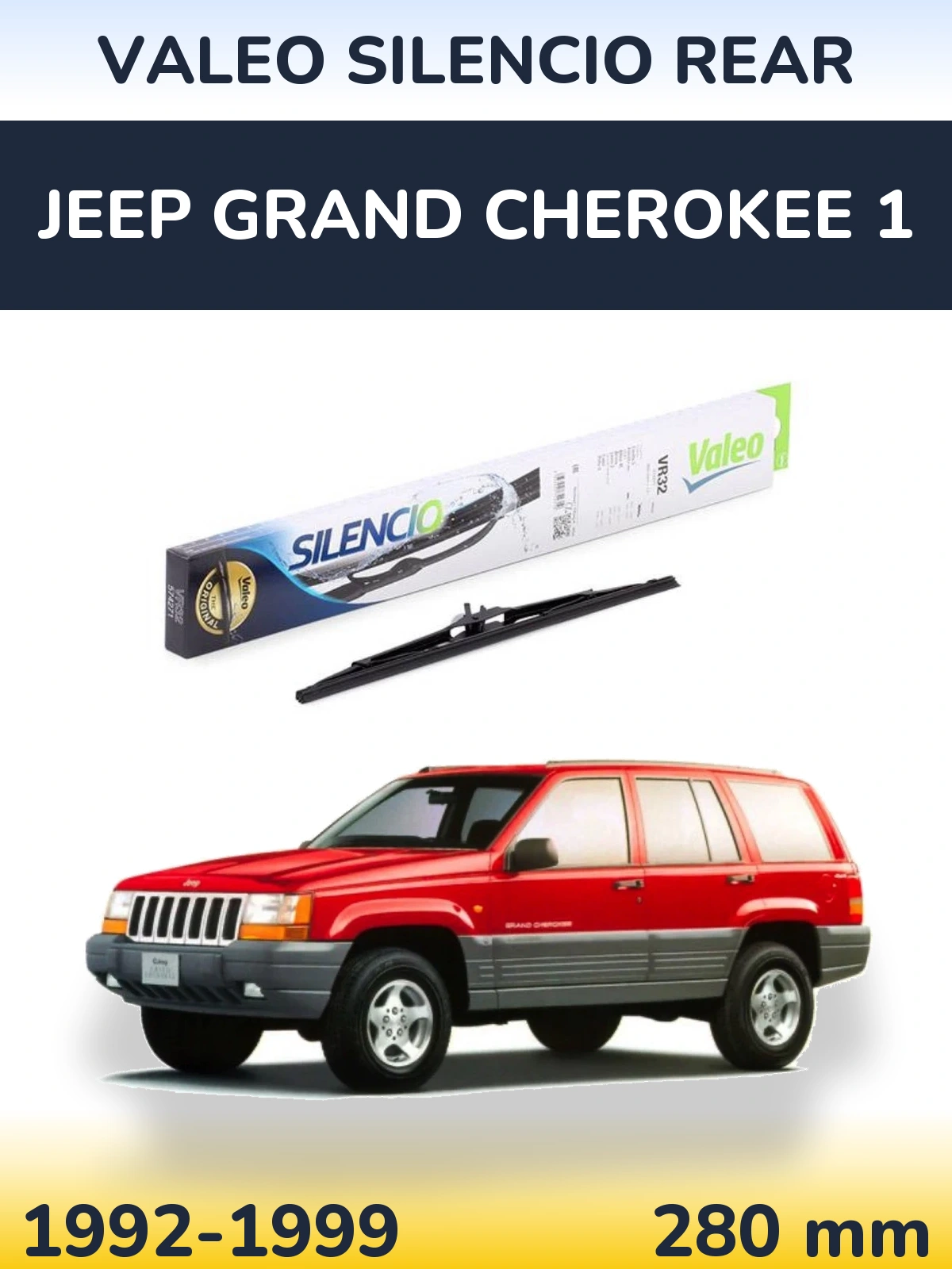 Rear wiper blade Valeo Silencio Rear 280 mm for Jeep Grand Cherokee 1 1992-1999
