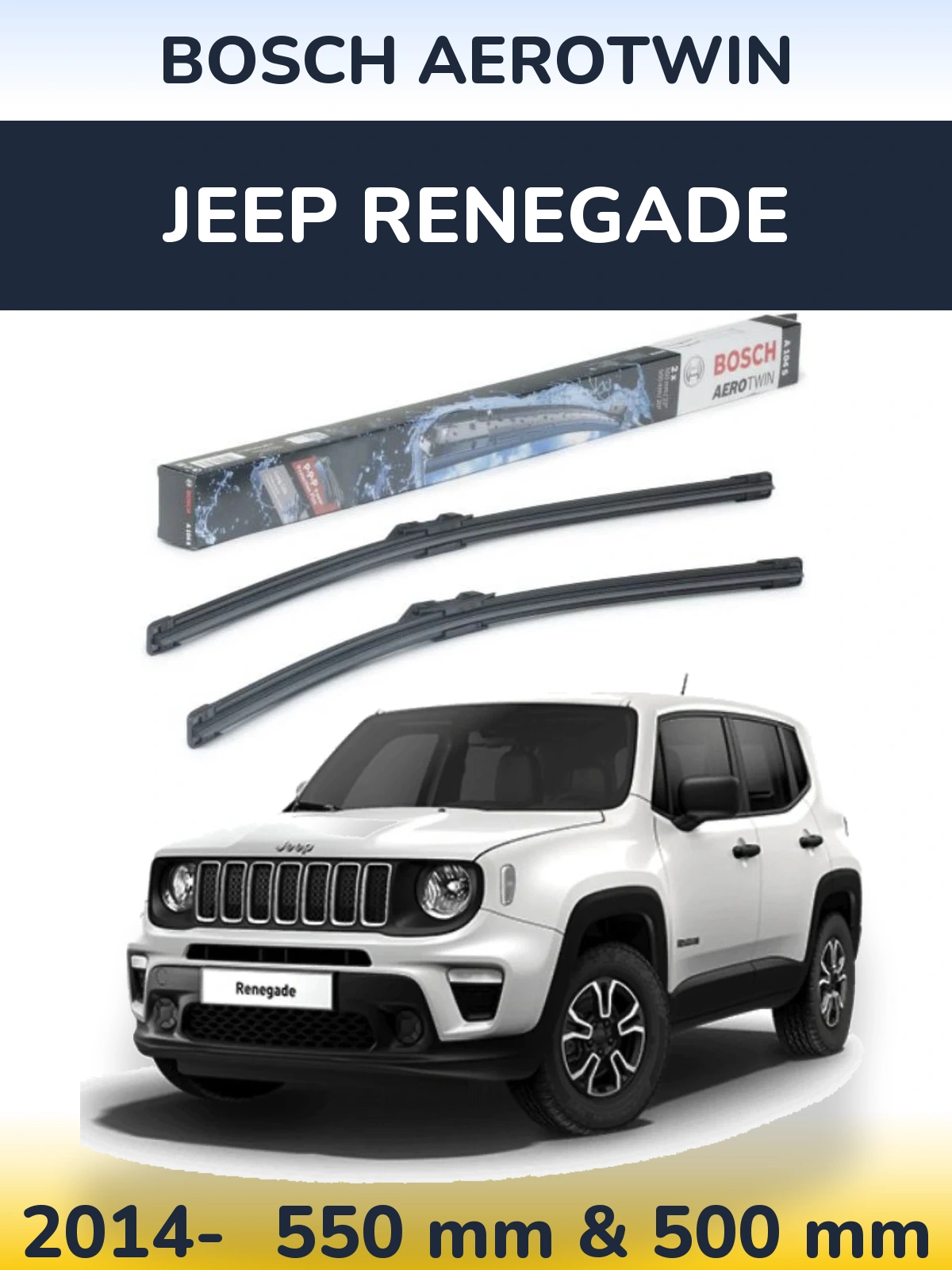 Комплект передних дворников BOSCH AeroTwin 550 & 500 мм для Jeep Renegade 2014-2026