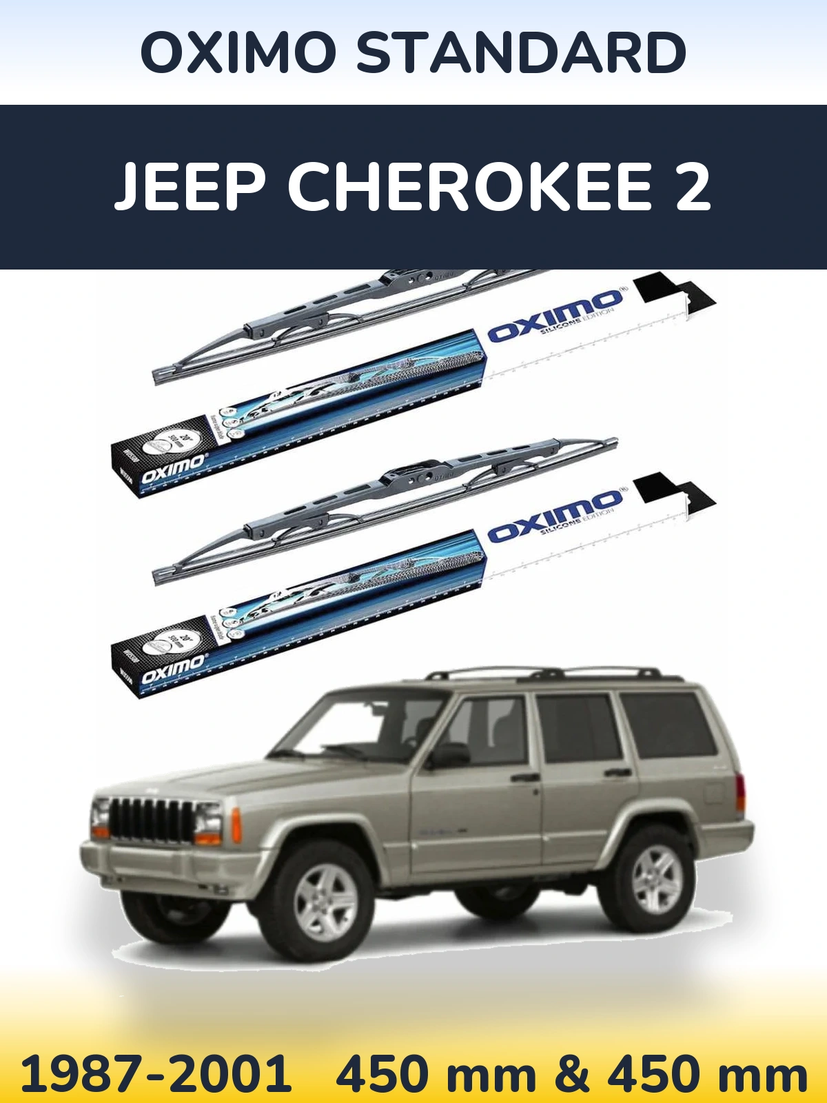 Front wiper blade set Oximo Standard 450 & 450 мм for Jeep Cherokee 2 1987-2001
