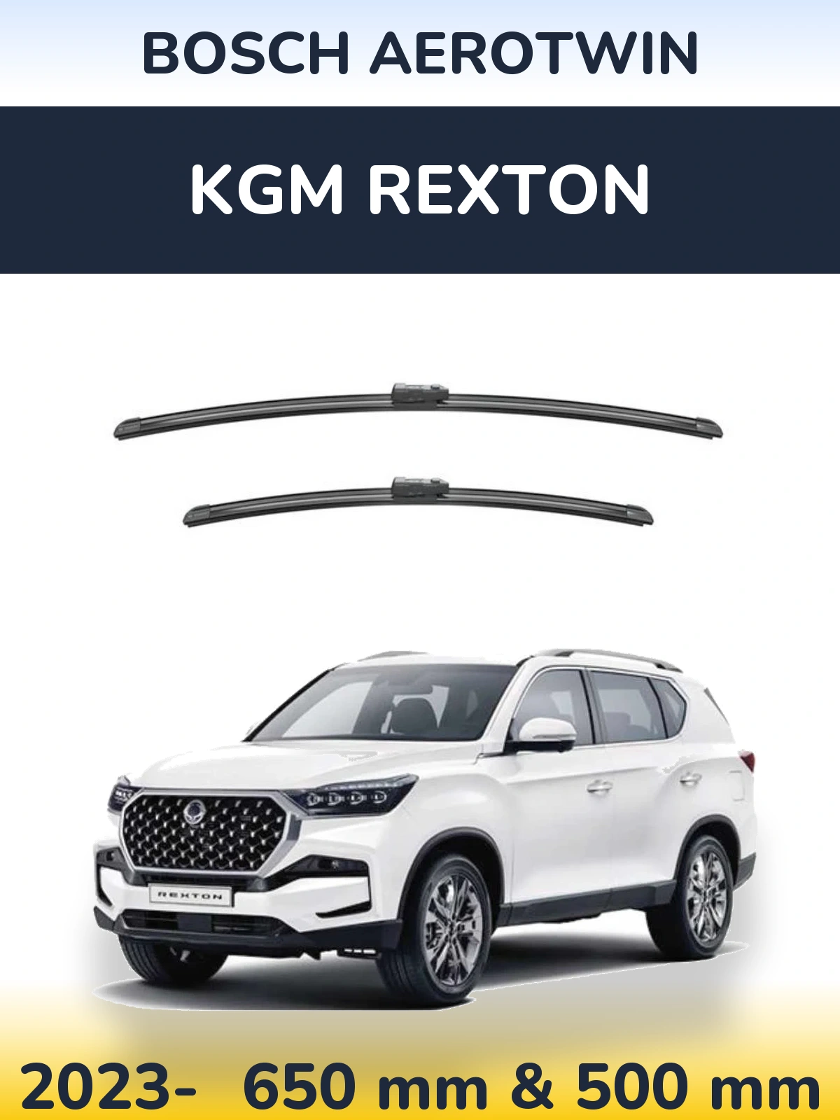 Front wiper blade set BOSCH AeroTwin 650 & 500 mm for KGM Rexton 2023-2026