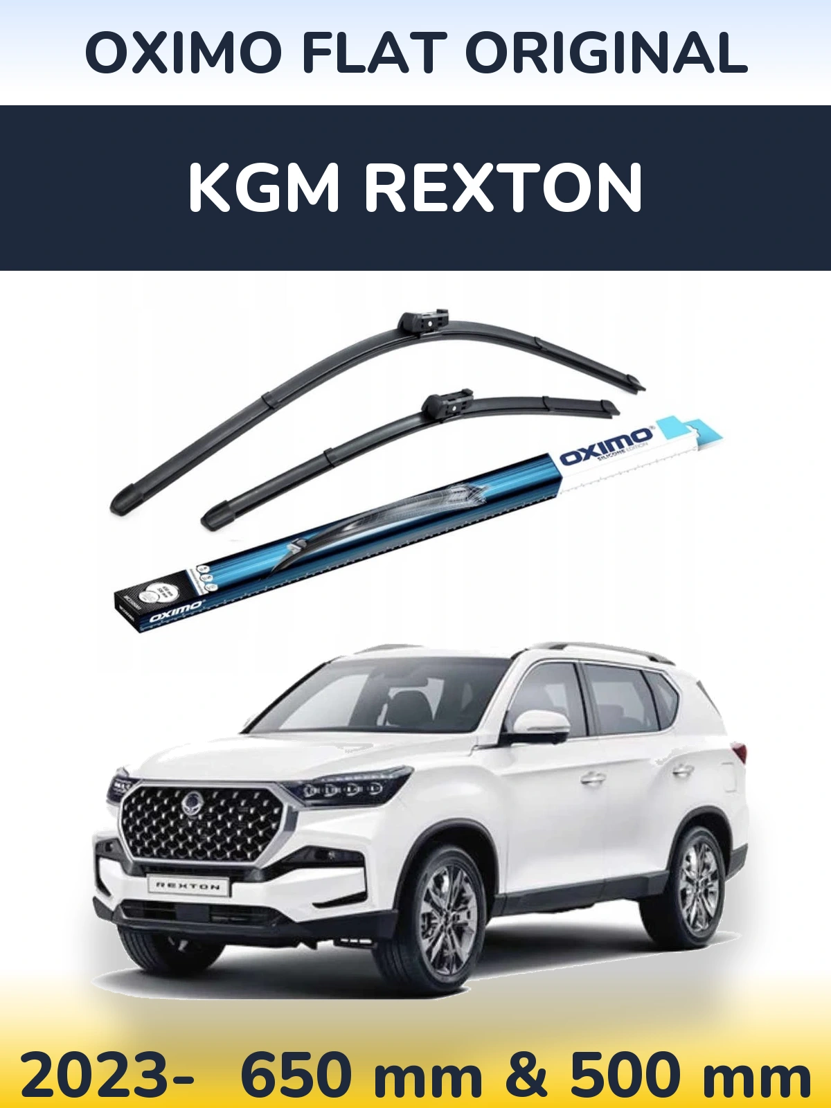 Комплект передніх щіток Oximo Flat Original 650 & 500 мм для KGM Rexton 2023-2026