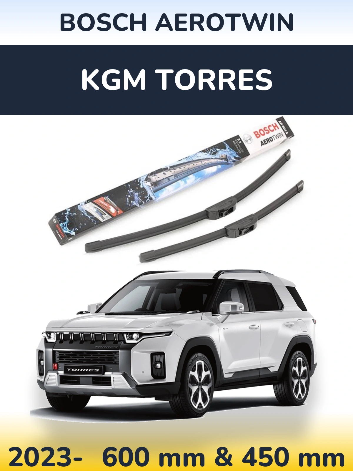 Komplet przednich wycieraczek BOSCH AeroTwin 600 & 450 mm do KGM Torres 2023-2026