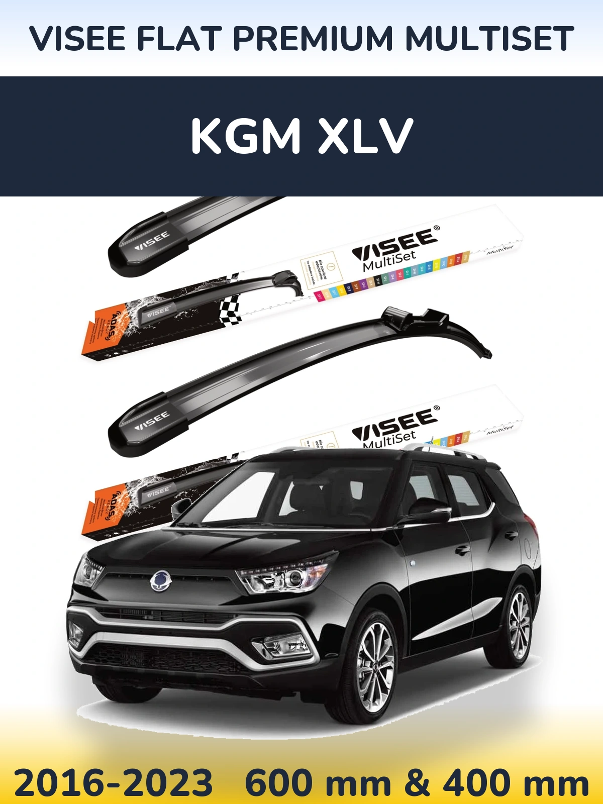 Front wiper blade set VISEE FLAT PREMIUM MultiSet 600 & 400 мм for KGM XLV 2016-2023