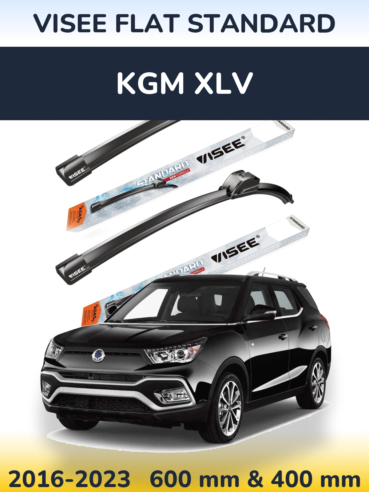 Front wiper blade set VISEE FLAT STANDARD 600 & 400 мм for KGM XLV 2016-2023
