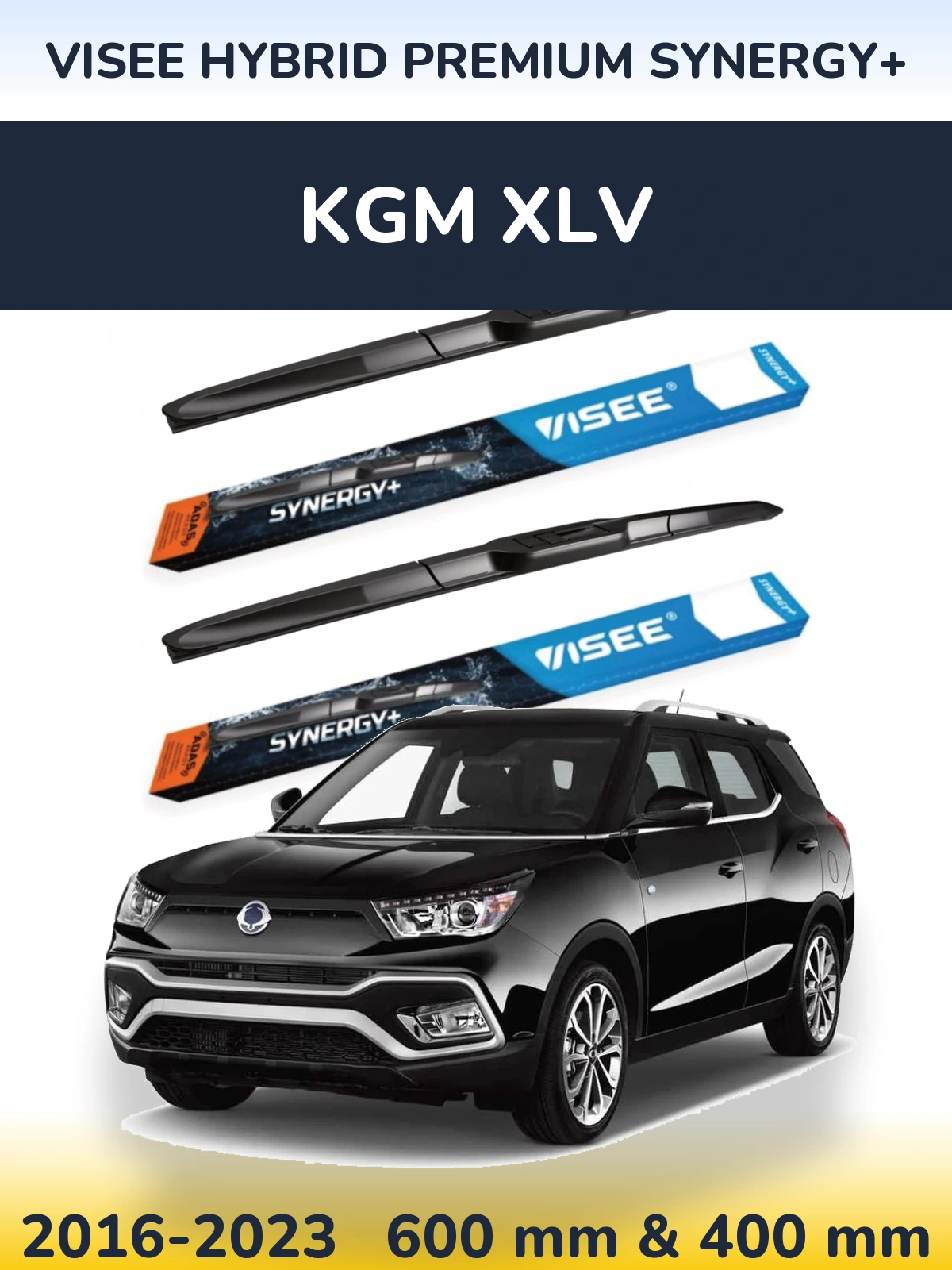 Комплект передних дворников VISEE HYBRID PREMIUM SYNERGY+ 600 & 400 мм для KGM XLV 2016-2023