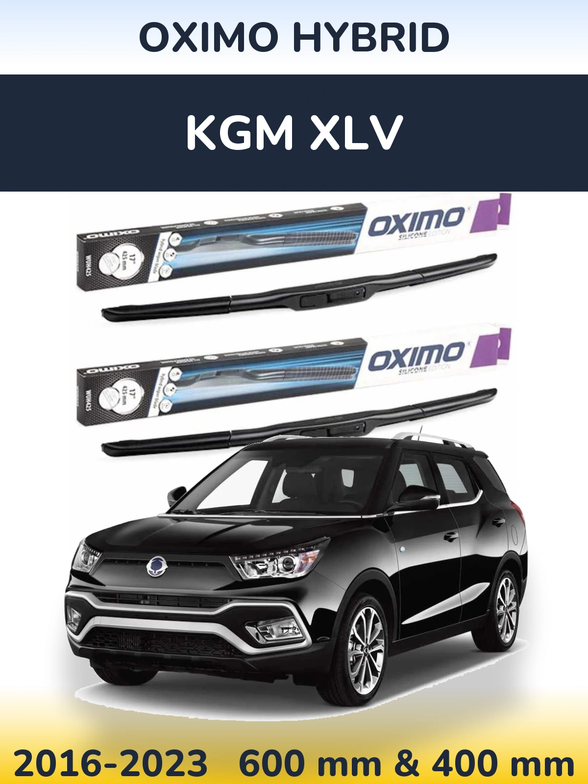 Комплект передних дворников Oximo Hybrid 600 & 400 мм для KGM XLV 2016-2023