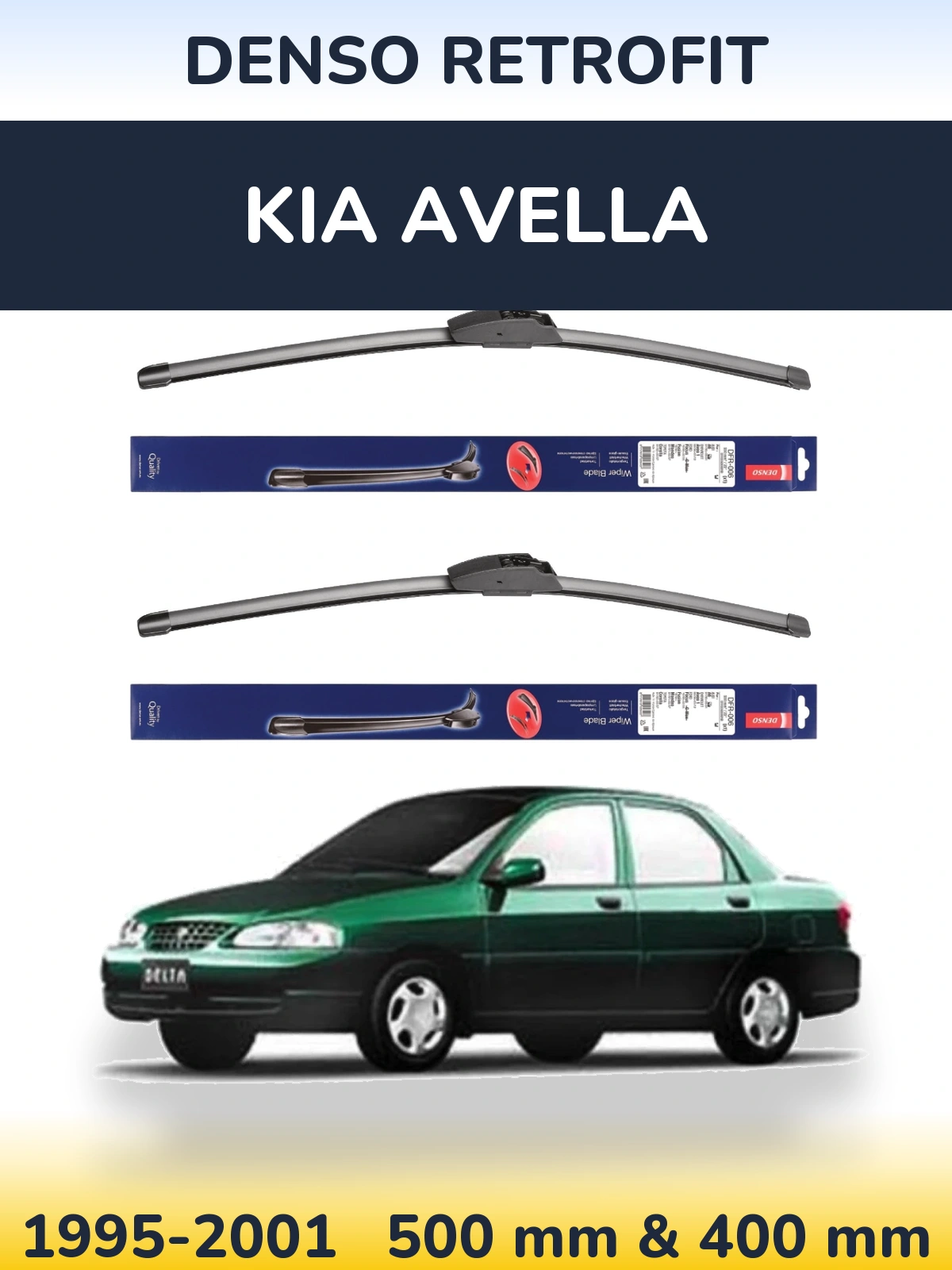 Комплект передних дворников Denso Retrofit 500 & 400 мм для KIA Avella 1995-2001