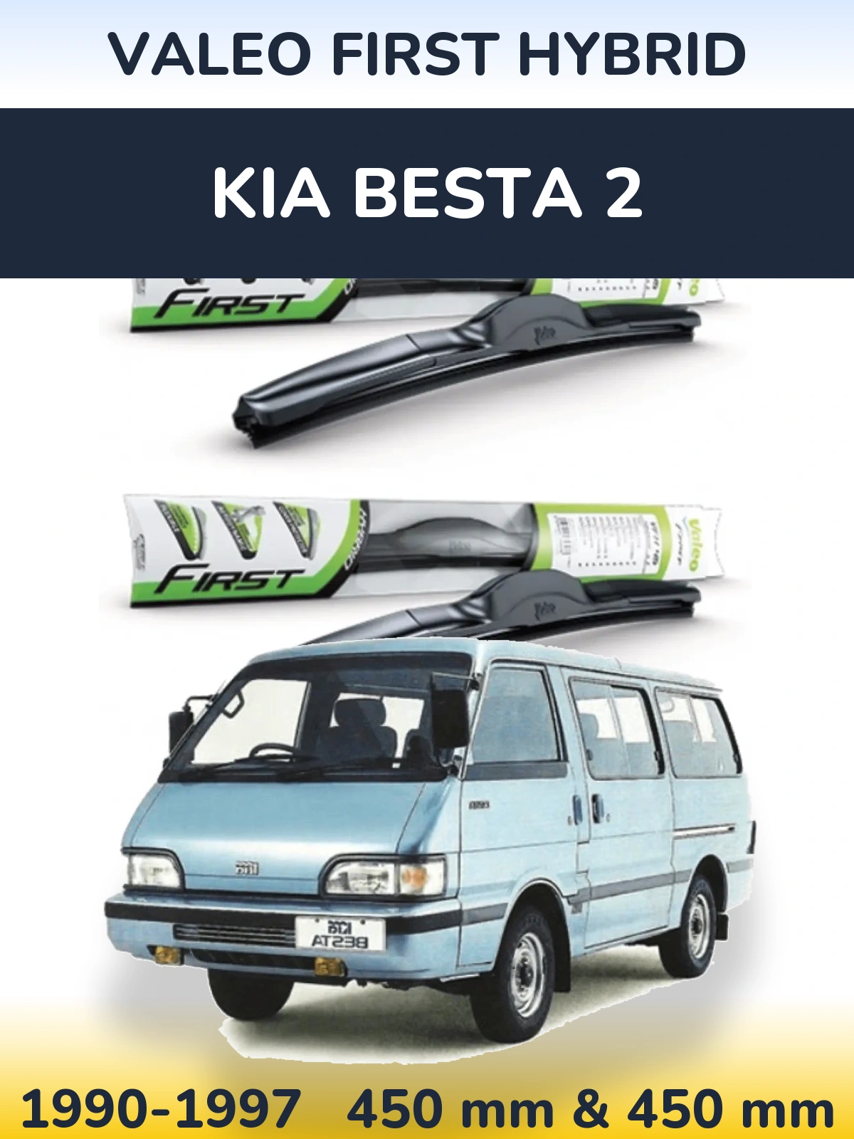 Комплект передних дворников Valeo First Hybrid 450 & 450 мм для KIA Besta 2 1990-1997