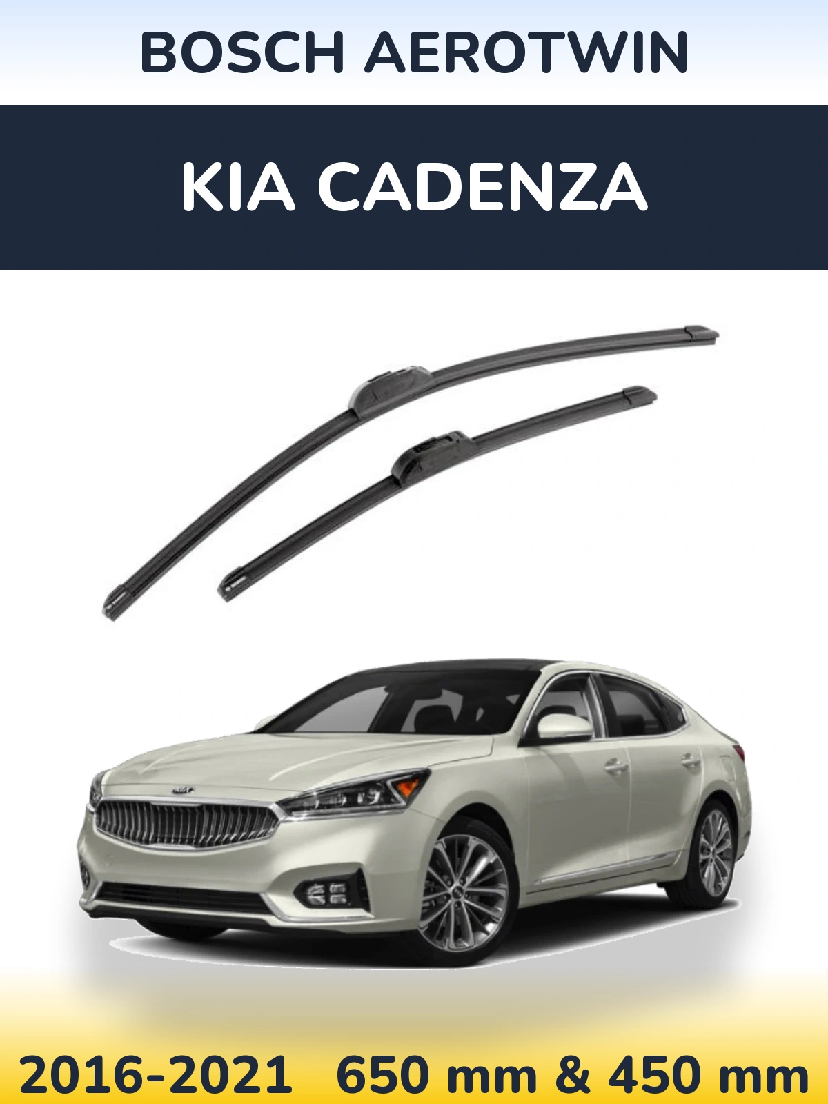 Комплект передних дворников BOSCH AeroTwin 650 & 450 мм для KIA Cadenza 2016-2021