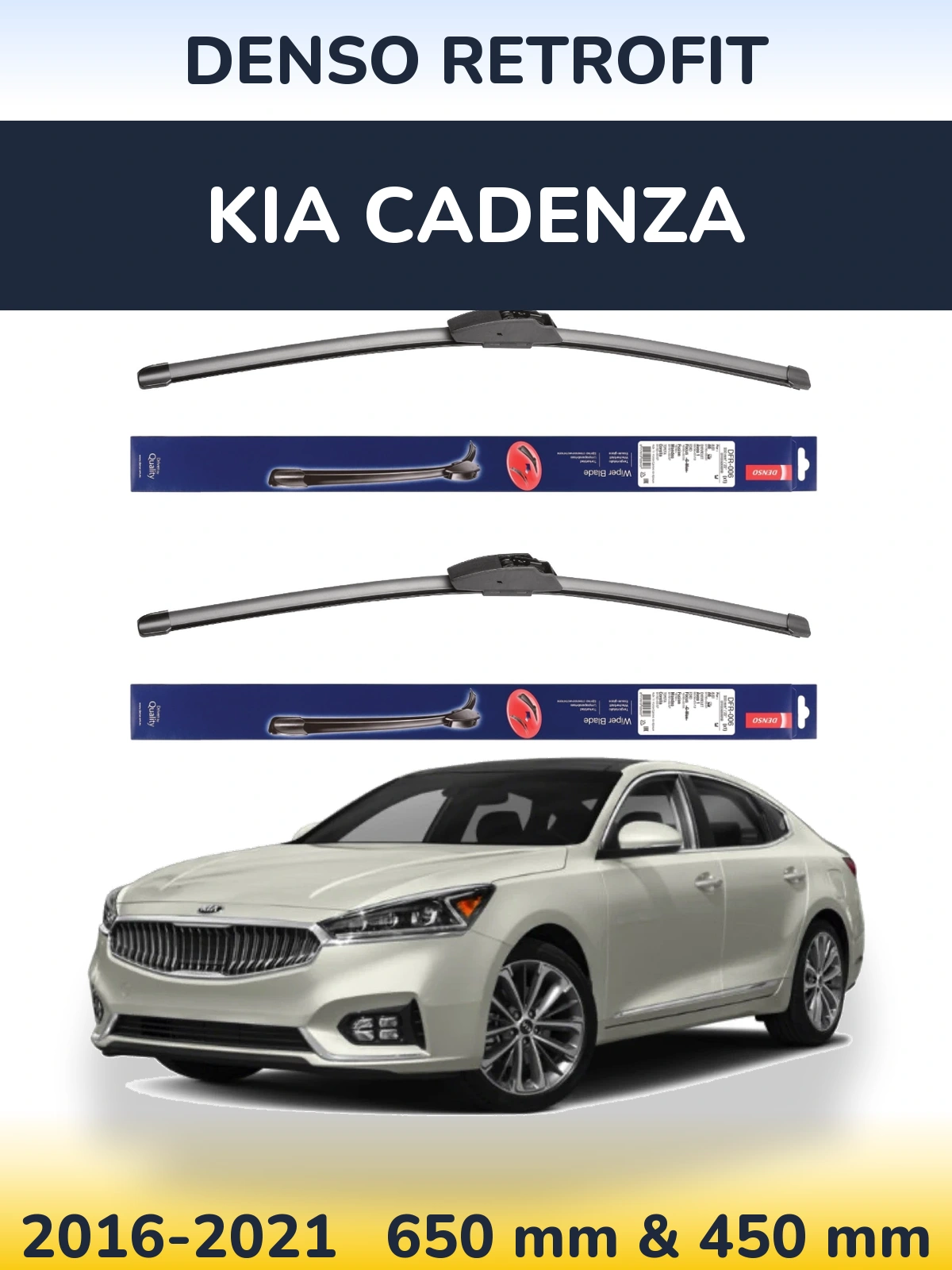 Komplet przednich wycieraczek Denso Retrofit 650 & 450 mm do KIA Cadenza 2016-2021
