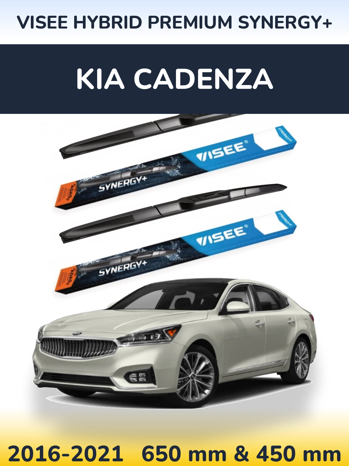 Комплект передних дворников VISEE HYBRID PREMIUM SYNERGY+ 650 & 450 мм для KIA Cadenza 2016-2021