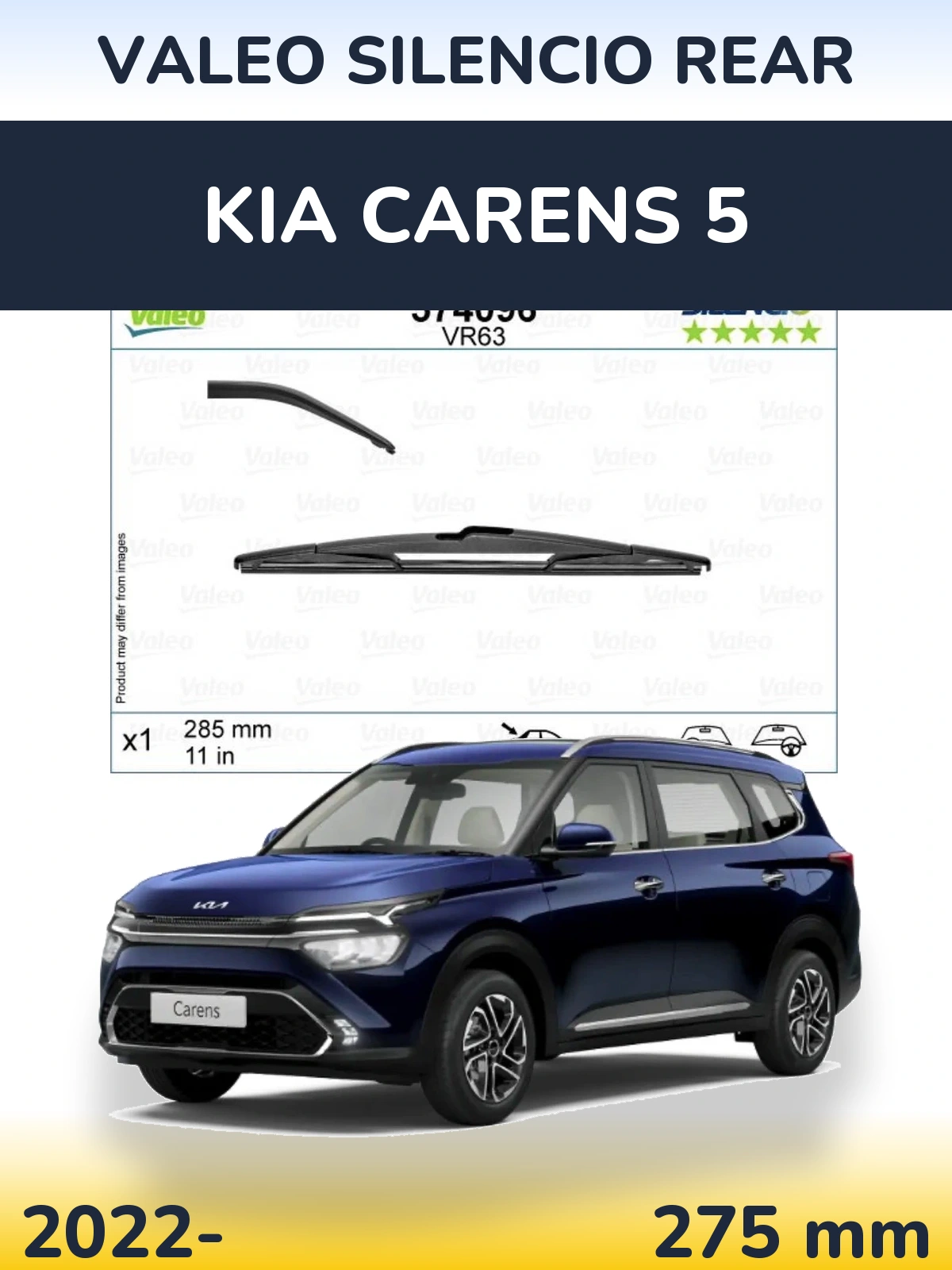 Rear wiper blade Valeo Silencio Rear 285 mm for KIA Carens 5 2022-2026