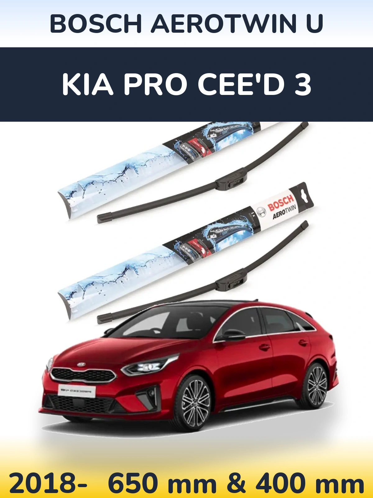 Komplet przednich wycieraczek BOSCH AeroTwin U 650 & 400 mm do KIA Pro Cee'd 3 2018-2026