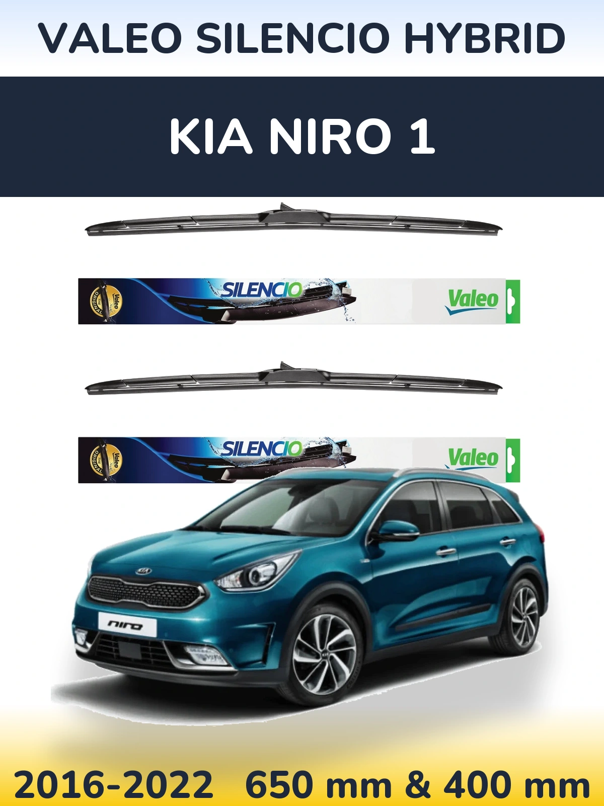 Комплект передніх щіток Valeo Silencio Hybrid 650 & 400 мм для KIA Niro 1 2016-2022