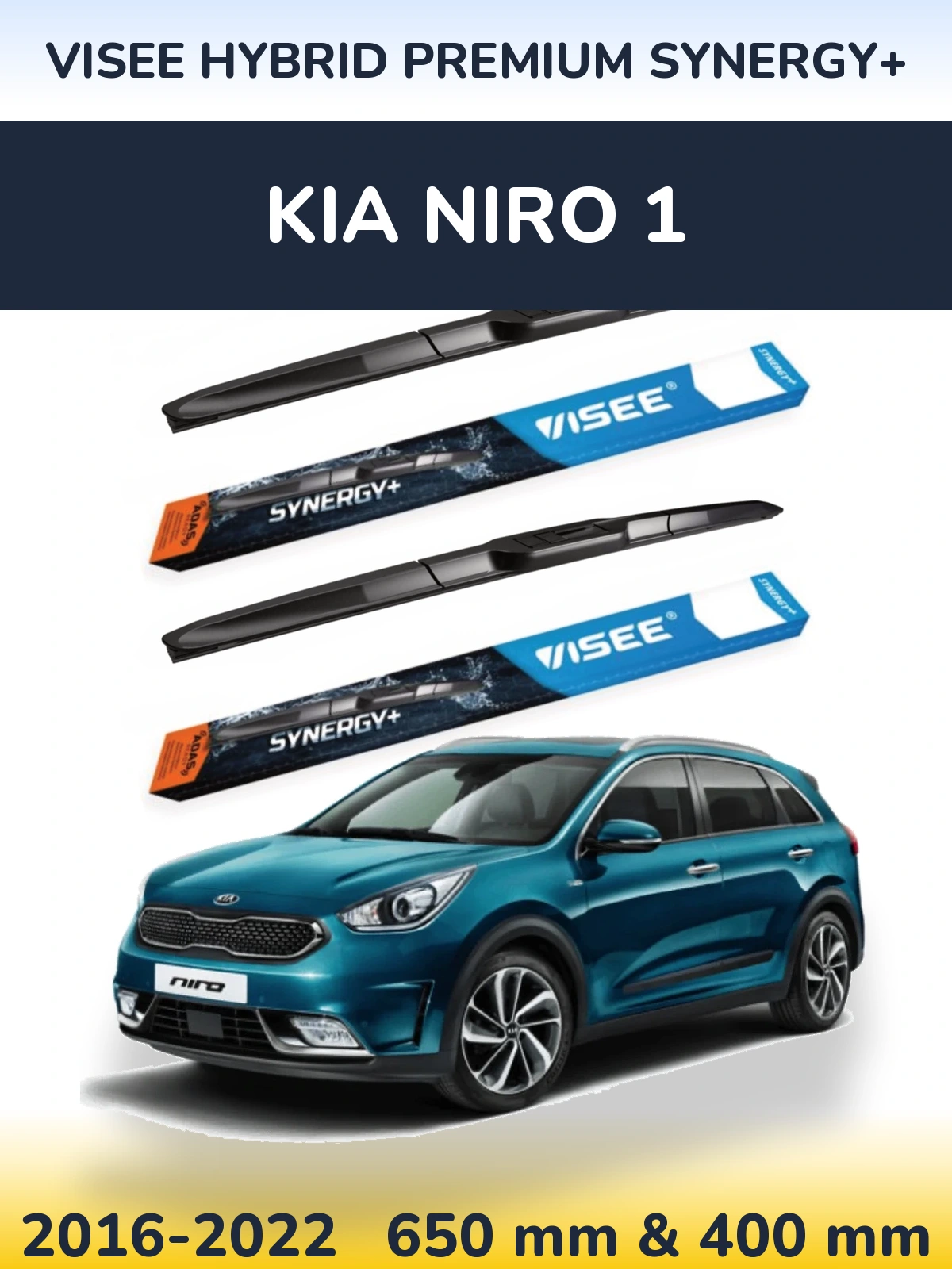 Komplet przednich wycieraczek VISEE HYBRID PREMIUM SYNERGY+ 650 & 400 mm do KIA Niro 1 2016-2022