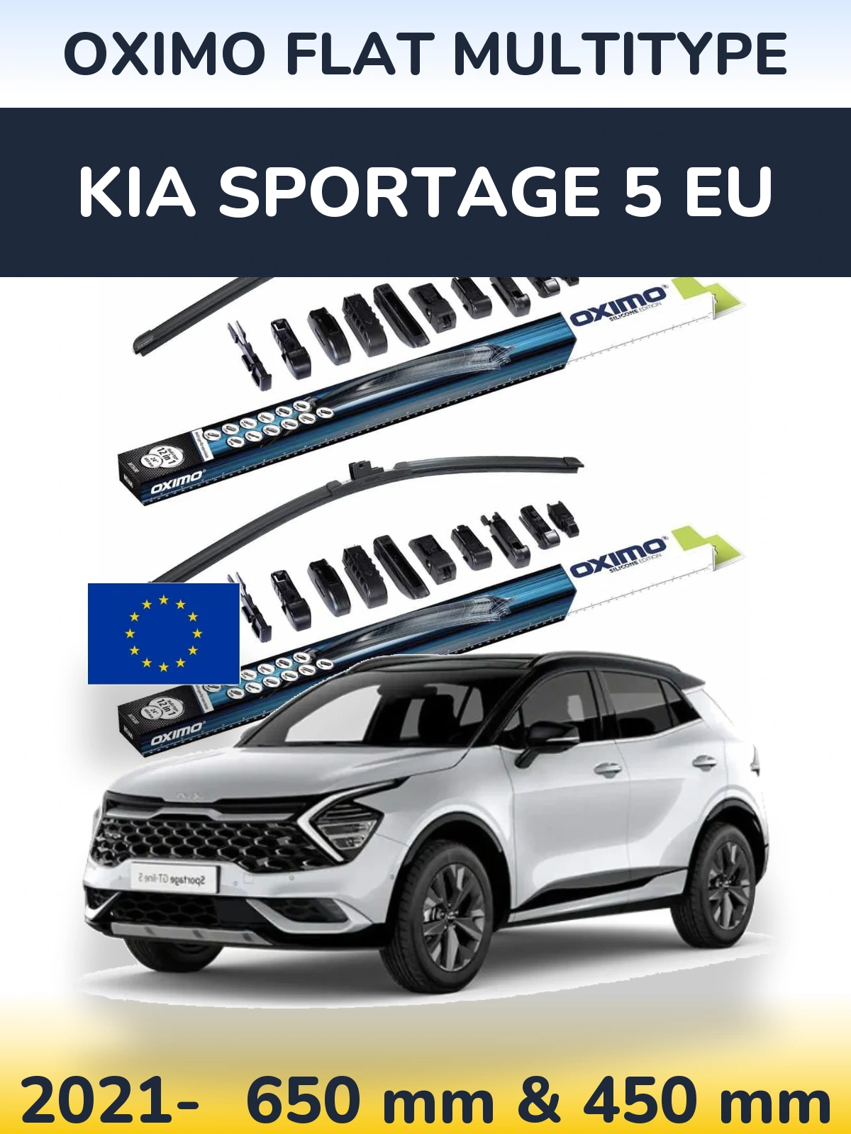 Комплект передних дворников Oximo Flat MultiТипe 650 & 450 мм для KIA Sportage 5 EU 2021-2026