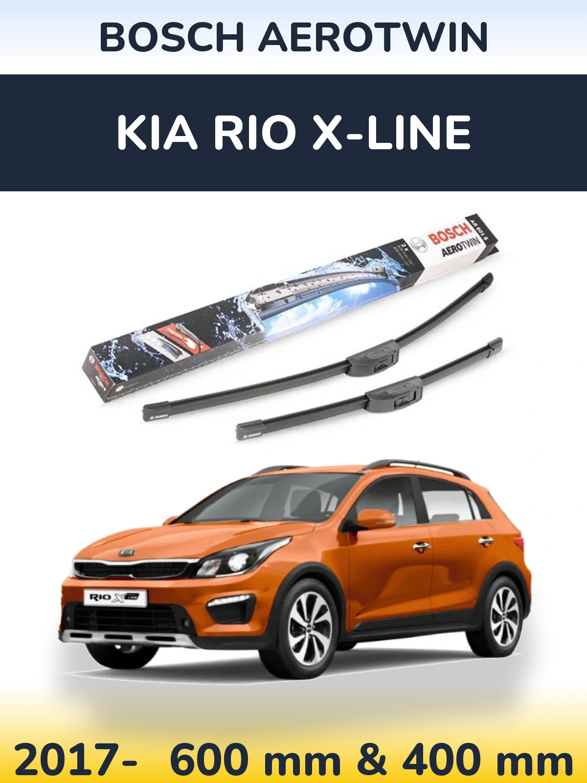 Komplet przednich wycieraczek BOSCH AeroTwin 600 & 400 mm do KIA Rio X-Line 2017-2026