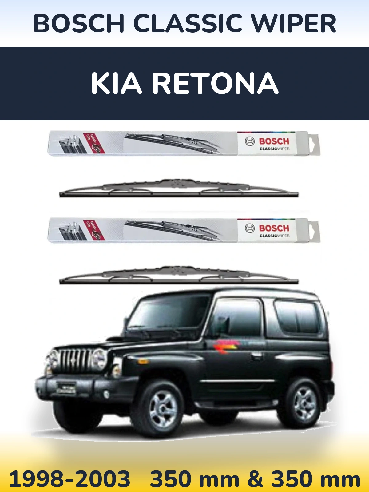 Комплект передних дворников BOSCH Classic Wiper 340 & 340 мм для KIA Retona 1998-2003