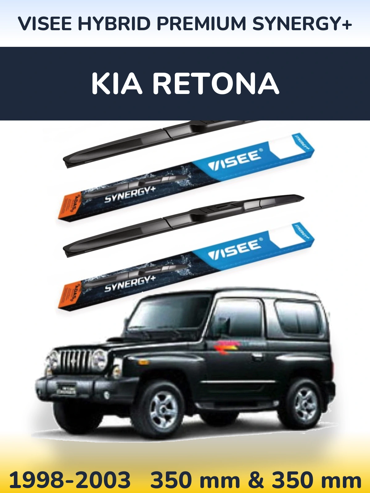 Front wiper blade set VISEE HYBRID PREMIUM SYNERGY+ 350 & 350 мм for KIA Retona 1998-2003