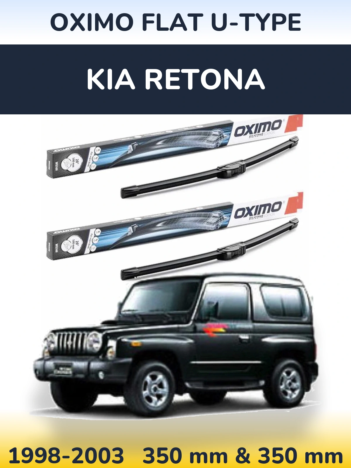 Front wiper blade set Oximo Flat U-type 350 & 350 мм for KIA Retona 1998-2003