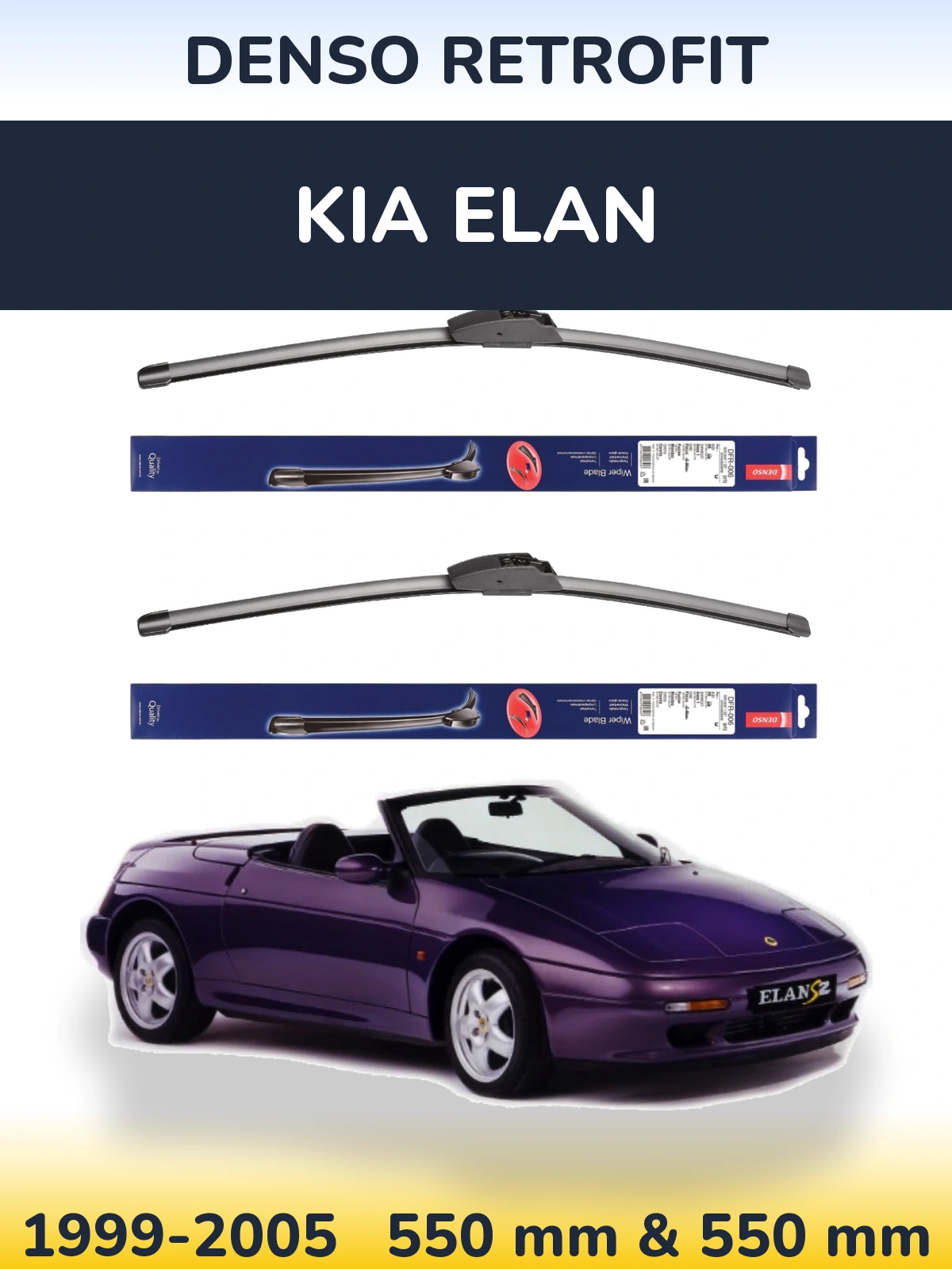Front wiper blade set Denso Retrofit 550 & 550 мм for KIA Elan 1999-2005
