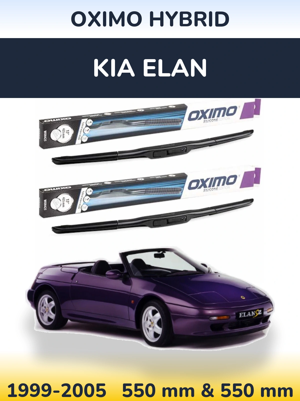 Front wiper blade set Oximo Hybrid 550 & 550 мм for KIA Elan 1999-2005