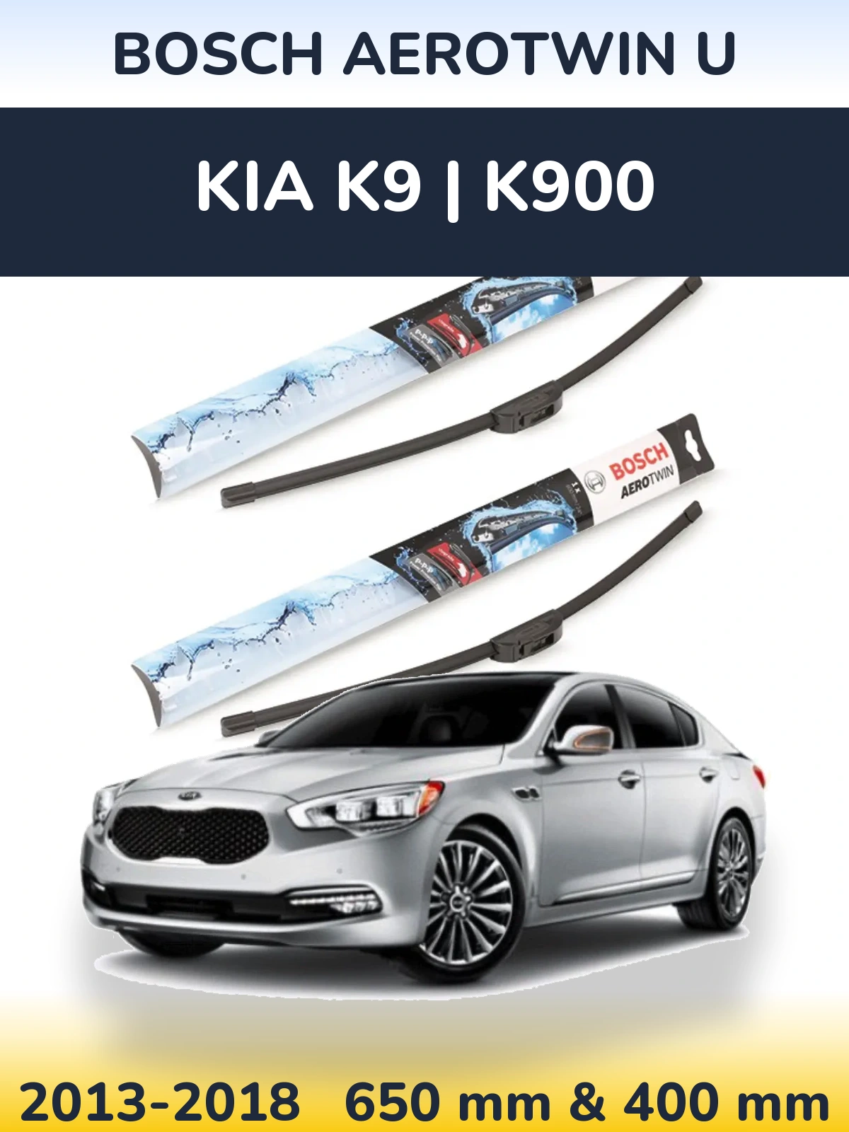 Komplet przednich wycieraczek BOSCH AeroTwin U 650 & 400 mm do KIA K9 | K900 2013-2018