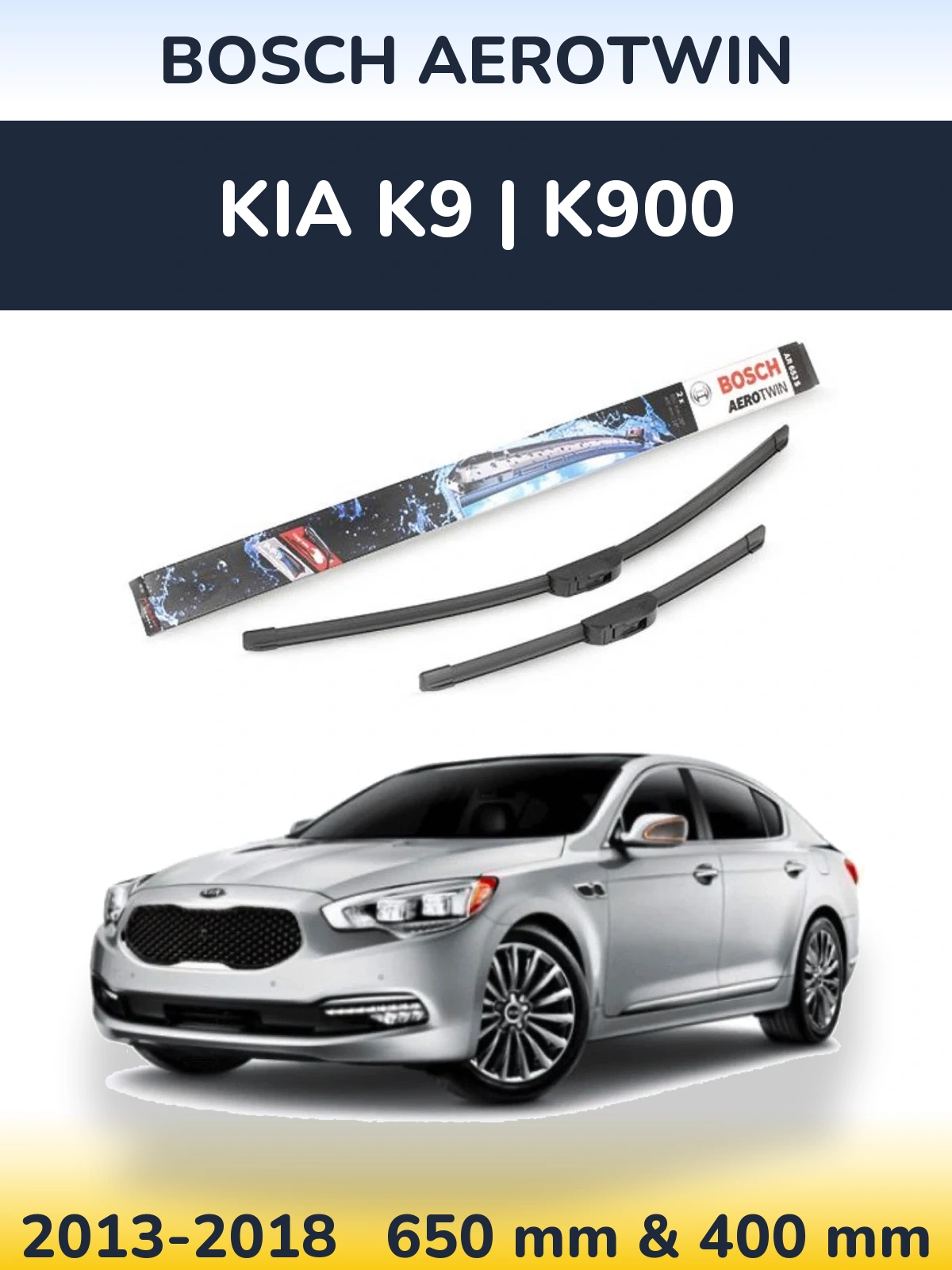 Комплект передних дворников BOSCH AeroTwin 650 & 400 мм для KIA K9 | K900 2013-2018