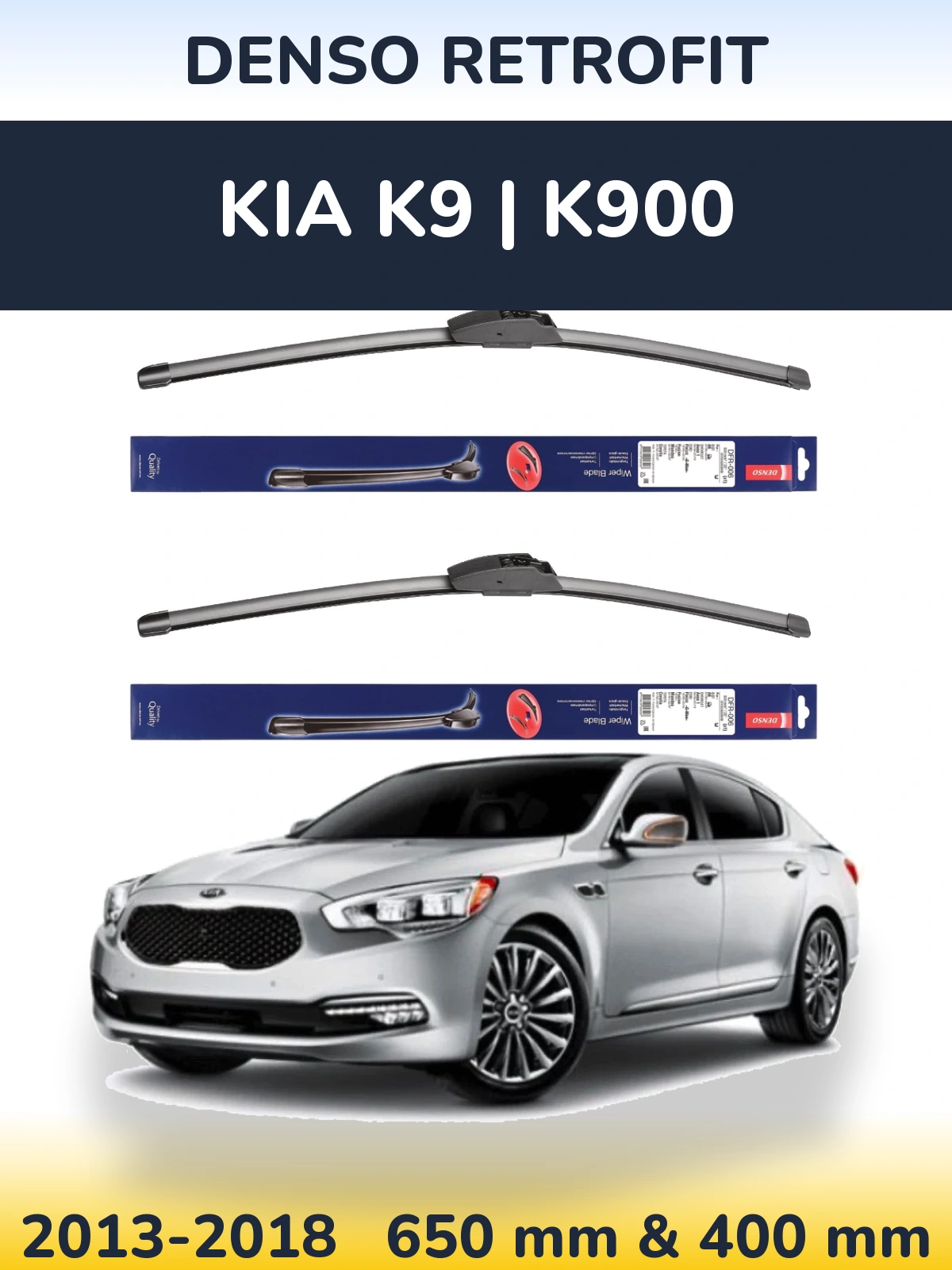 Komplet przednich wycieraczek Denso Retrofit 650 & 400 mm do KIA K9 | K900 2013-2018