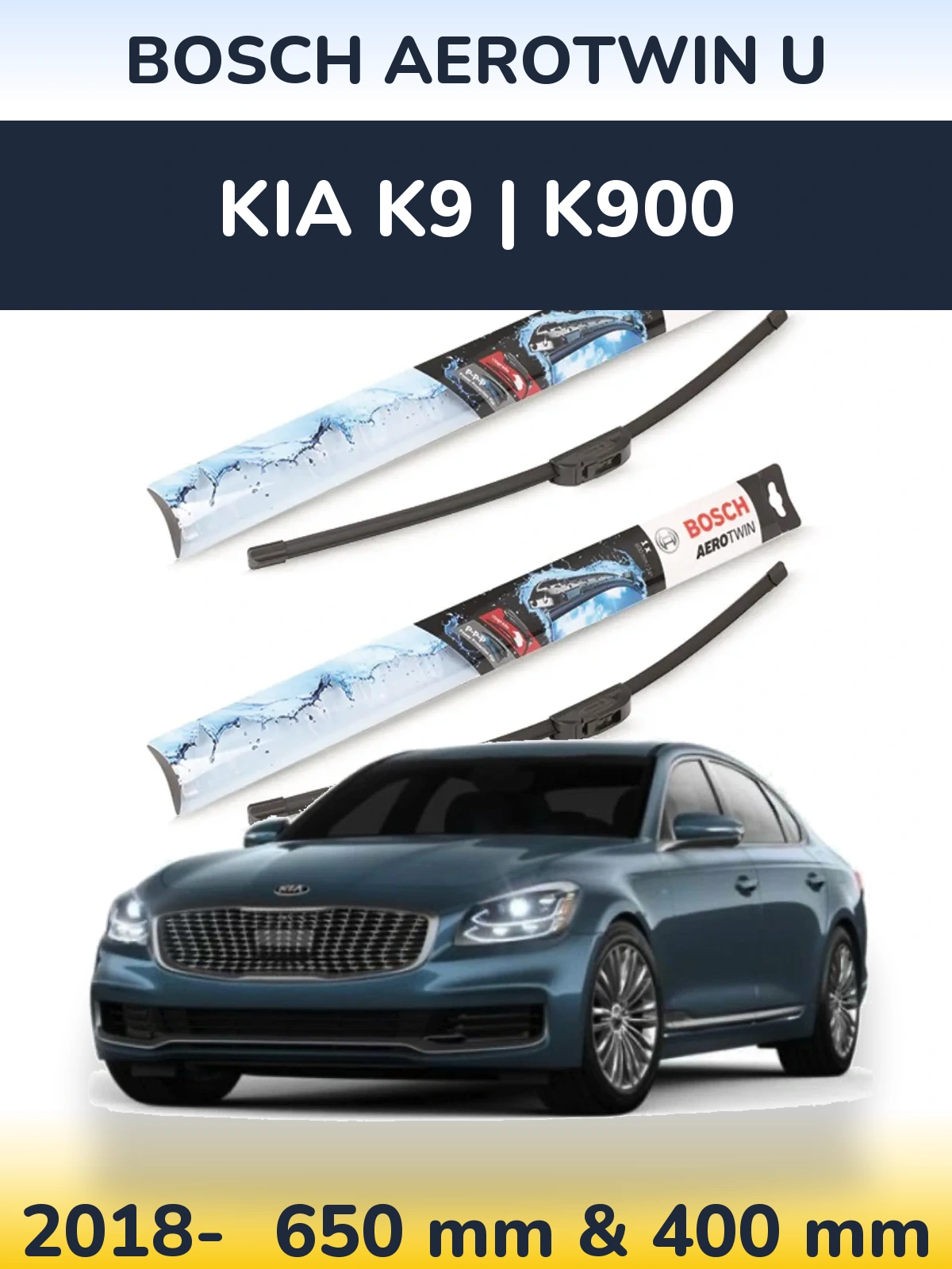 Komplet przednich wycieraczek BOSCH AeroTwin U 650 & 400 mm do KIA K9 | K900 2018-2026