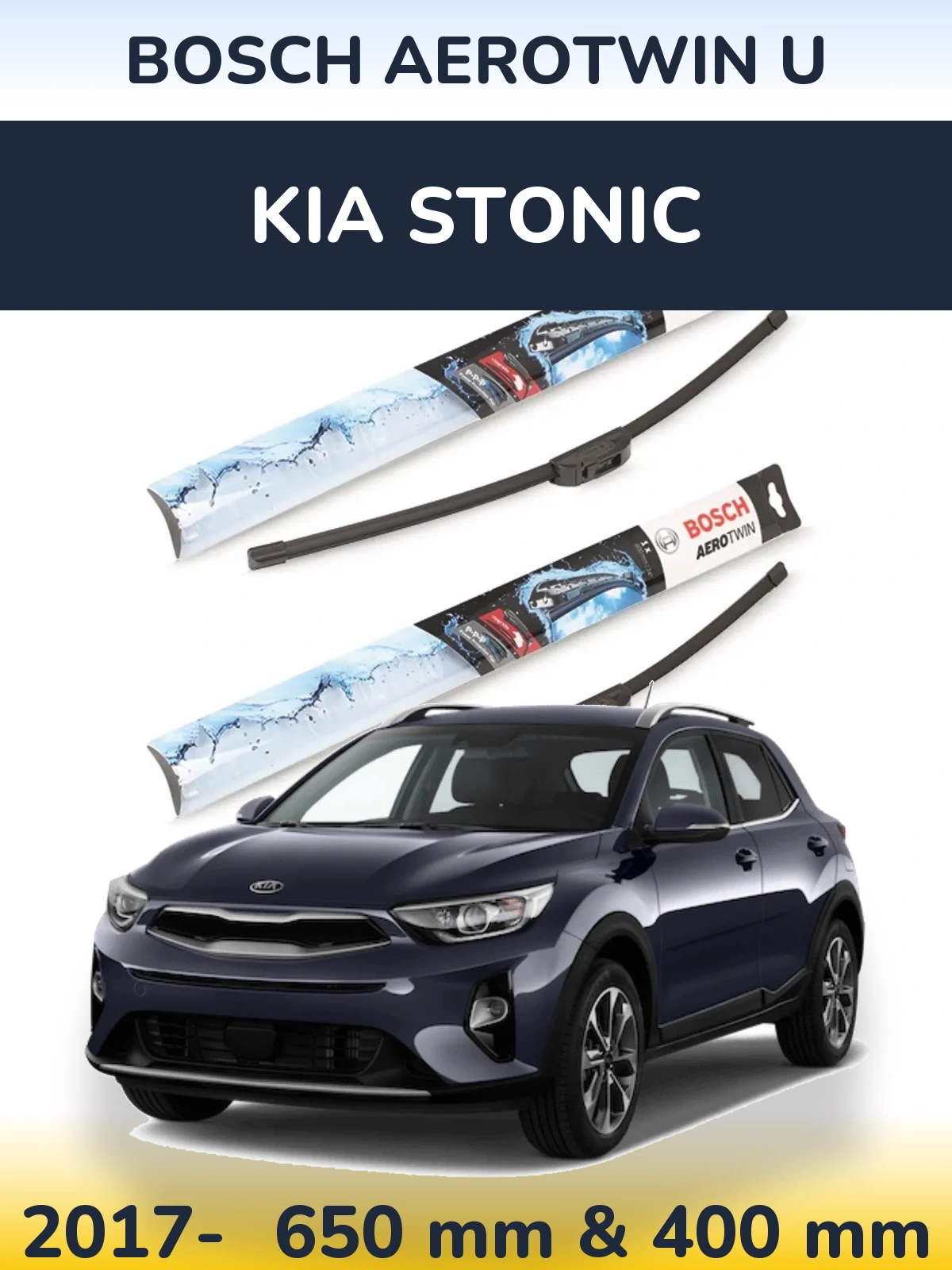 Комплект передніх щіток BOSCH AeroTwin U 650 & 400 мм для KIA Stonic 2017-2026