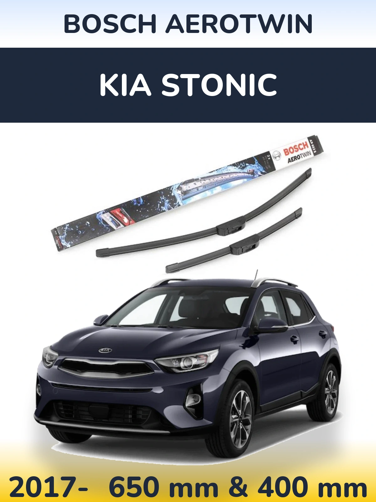 Komplet przednich wycieraczek BOSCH AeroTwin 650 & 400 mm do KIA Stonic 2017-2026