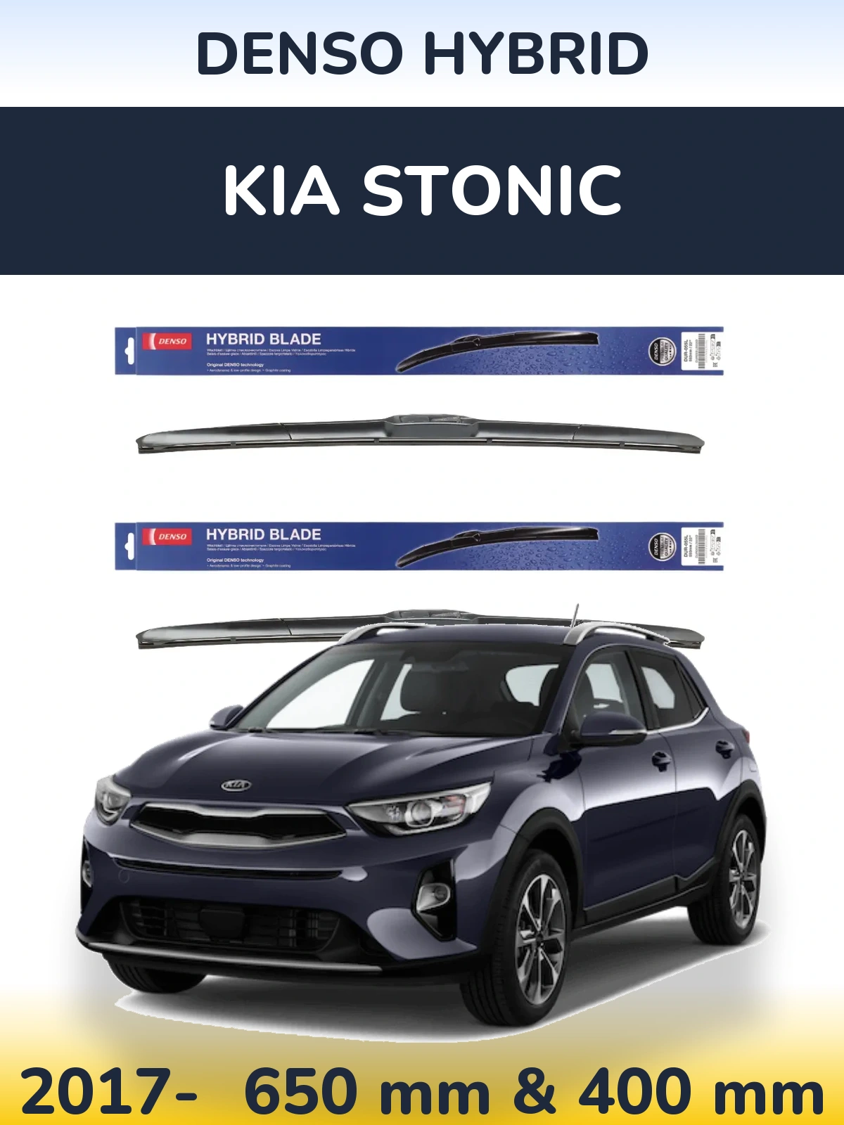 Комплект передних дворников Denso Hybrid 650 & 400 мм для KIA Stonic 2017-2026