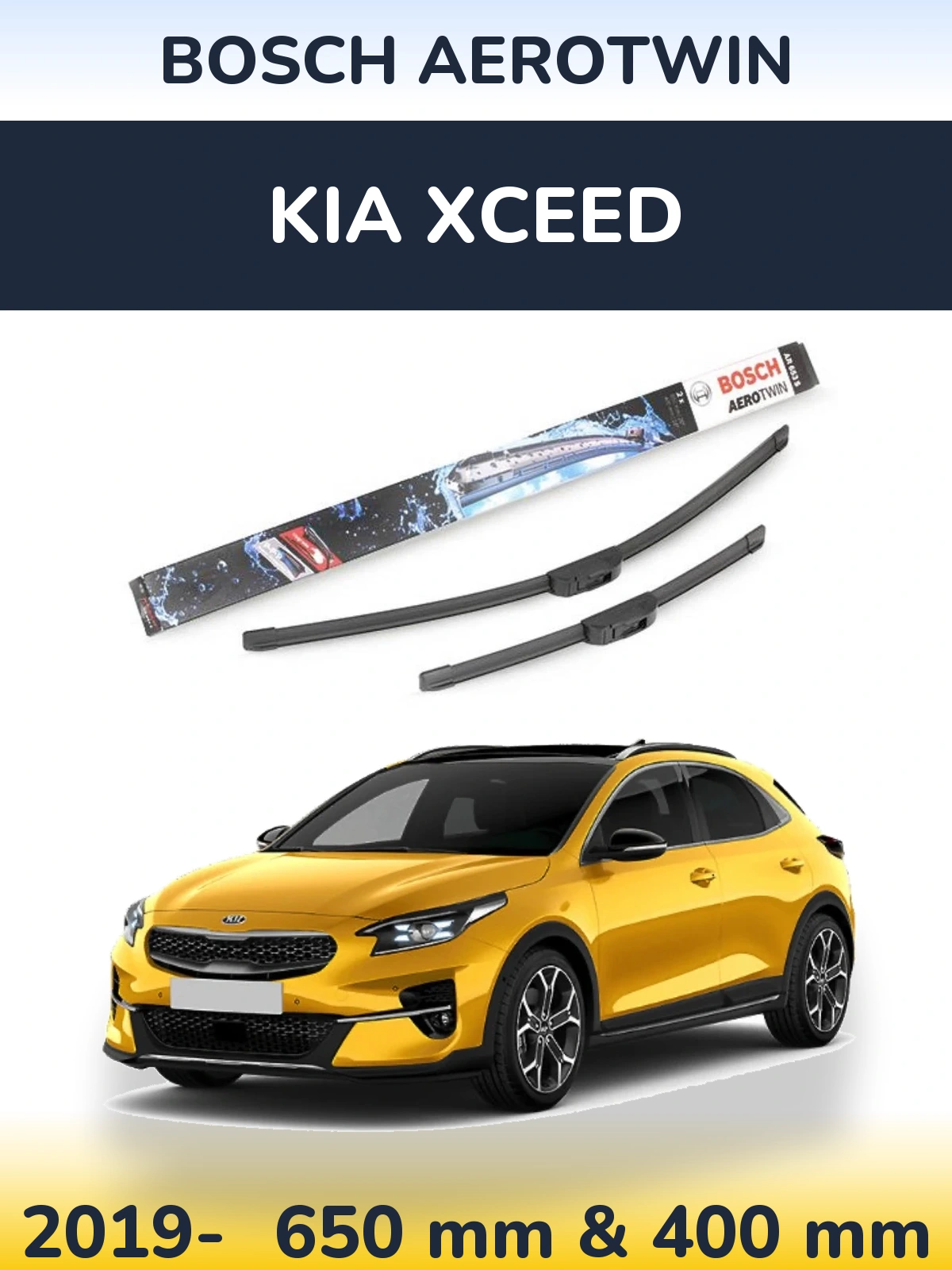 Front wiper blade set BOSCH AeroTwin 650 & 400 mm for KIA XCeed 2019-2026