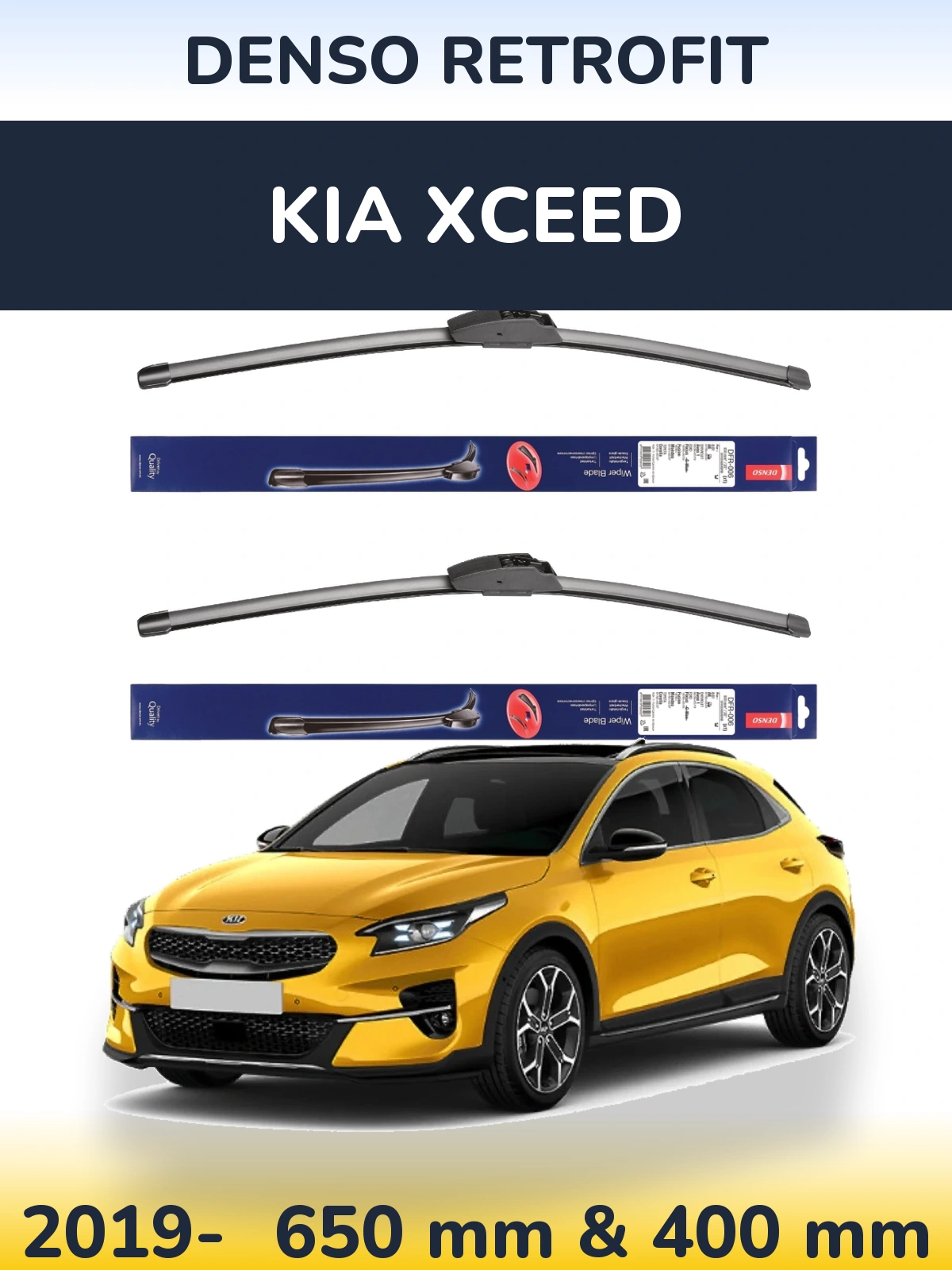 Комплект передних дворников Denso Retrofit 650 & 400 мм для KIA XCeed 2019-2026