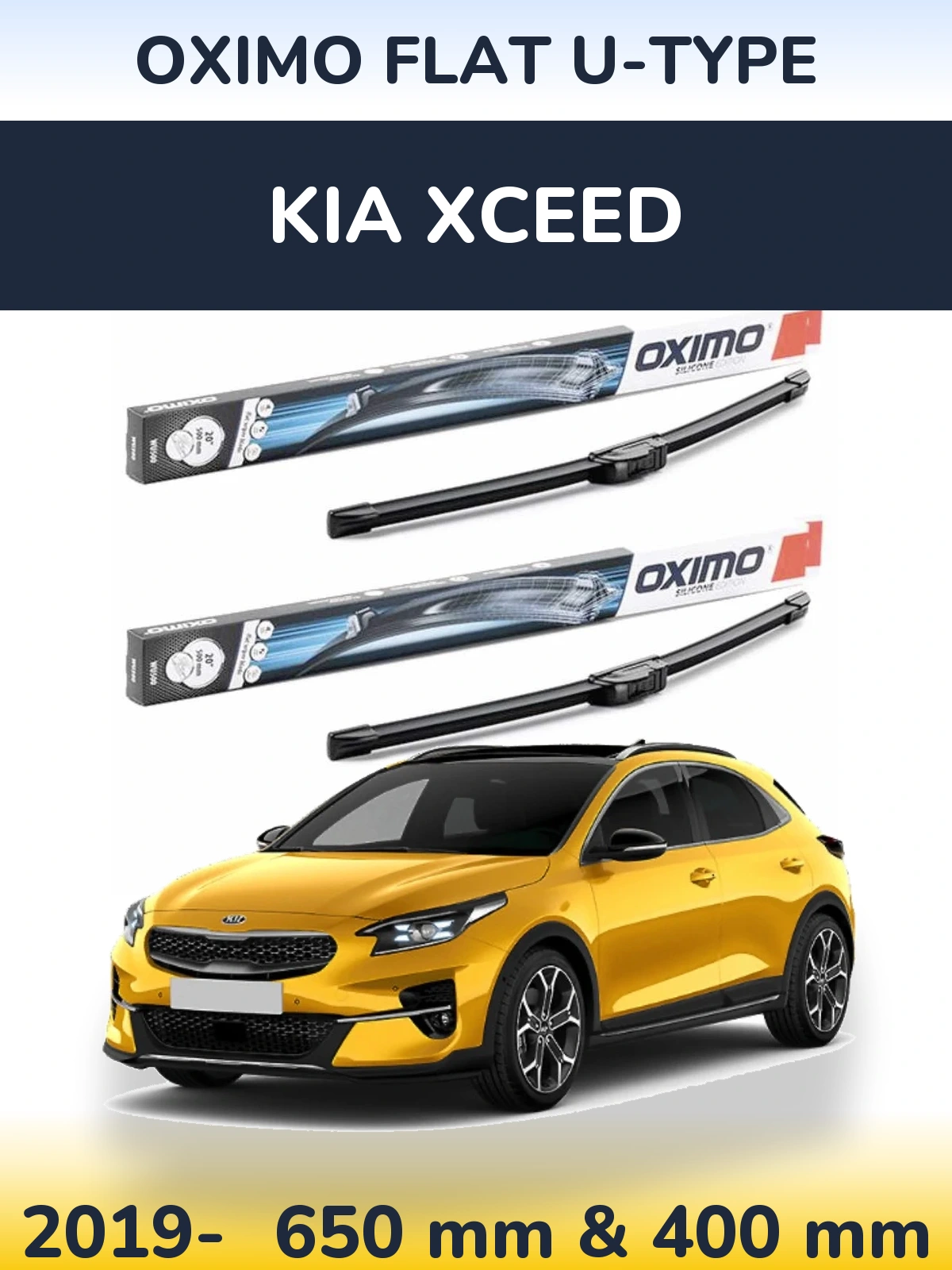 Комплект передніх щіток Oximo Flat U-type 650 & 400 мм для KIA XCeed 2019-2026