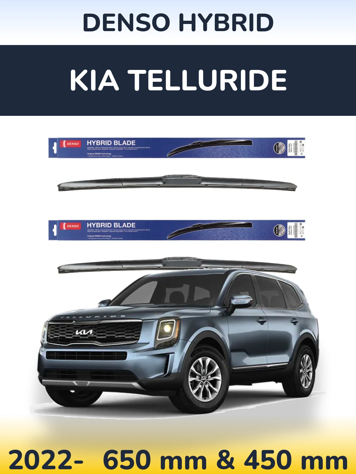 Komplet przednich wycieraczek Denso Hybrid 650 & 450 mm do KIA Telluride 2022-2026