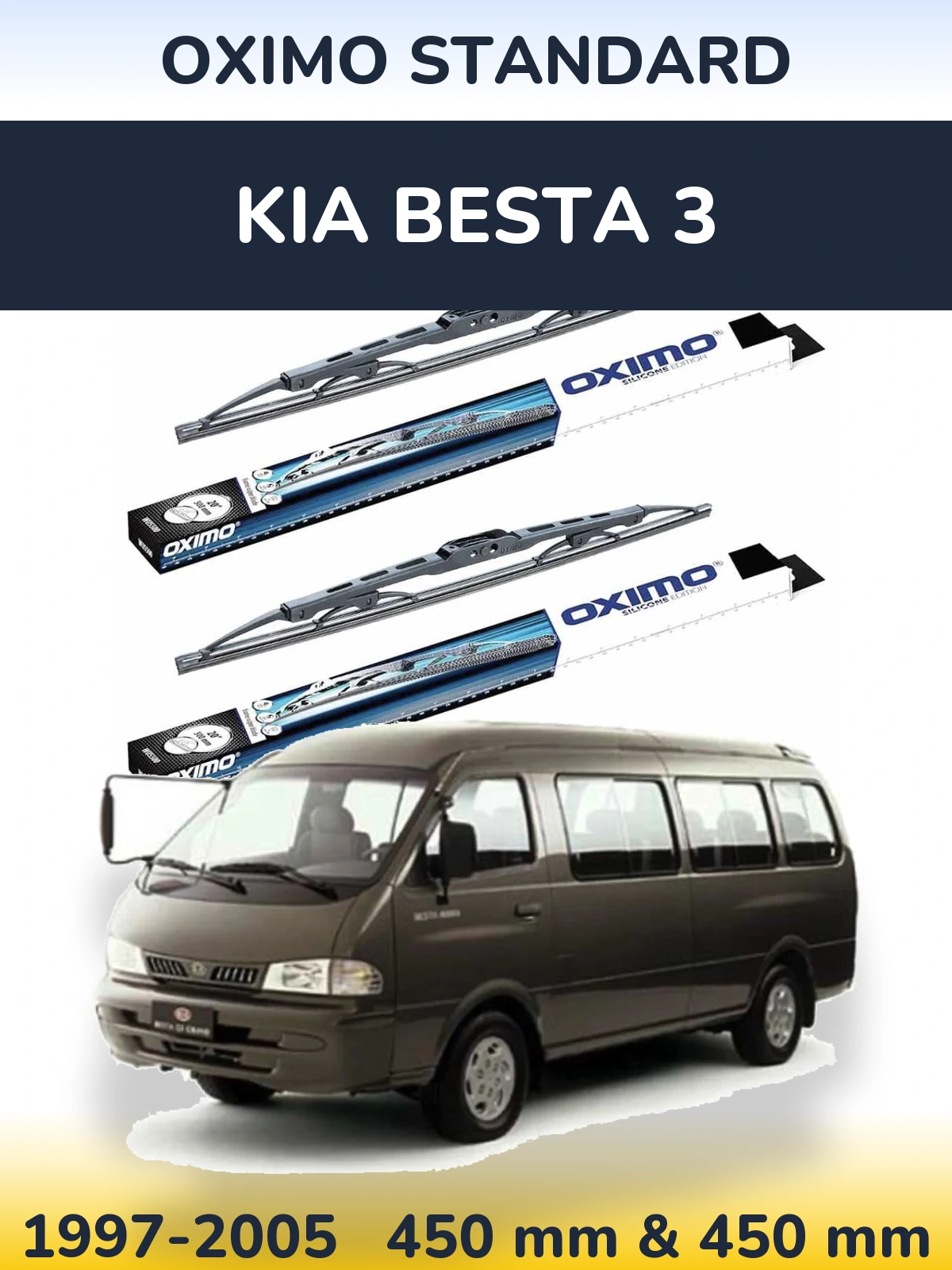 Front wiper blade set Oximo Standard 450 & 450 мм for KIA Besta 3 1997-2005