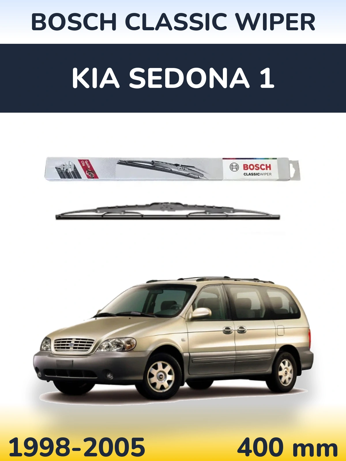 Rear wiper blade BOSCH Classic Wiper 400 мм for KIA Sedona 1 1998-2005