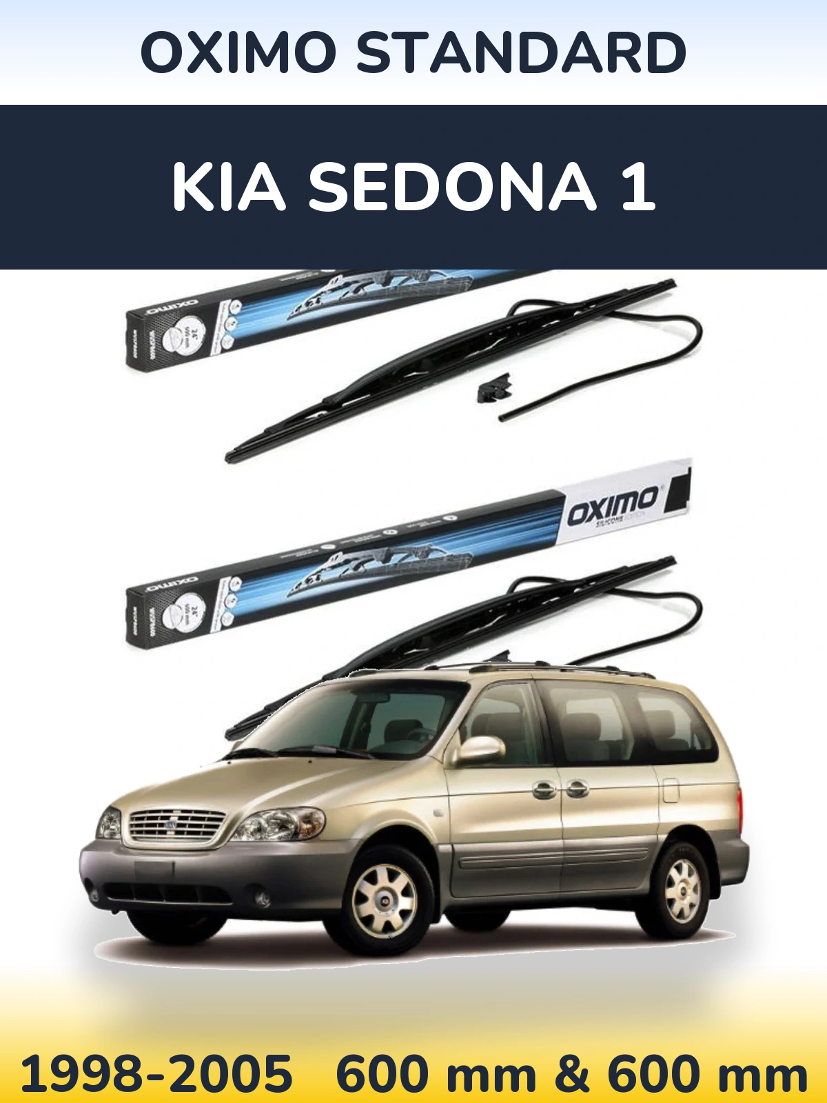 Front wiper blade set Oximo Standard 600 & 600 мм for KIA Sedona 1 1998-2005