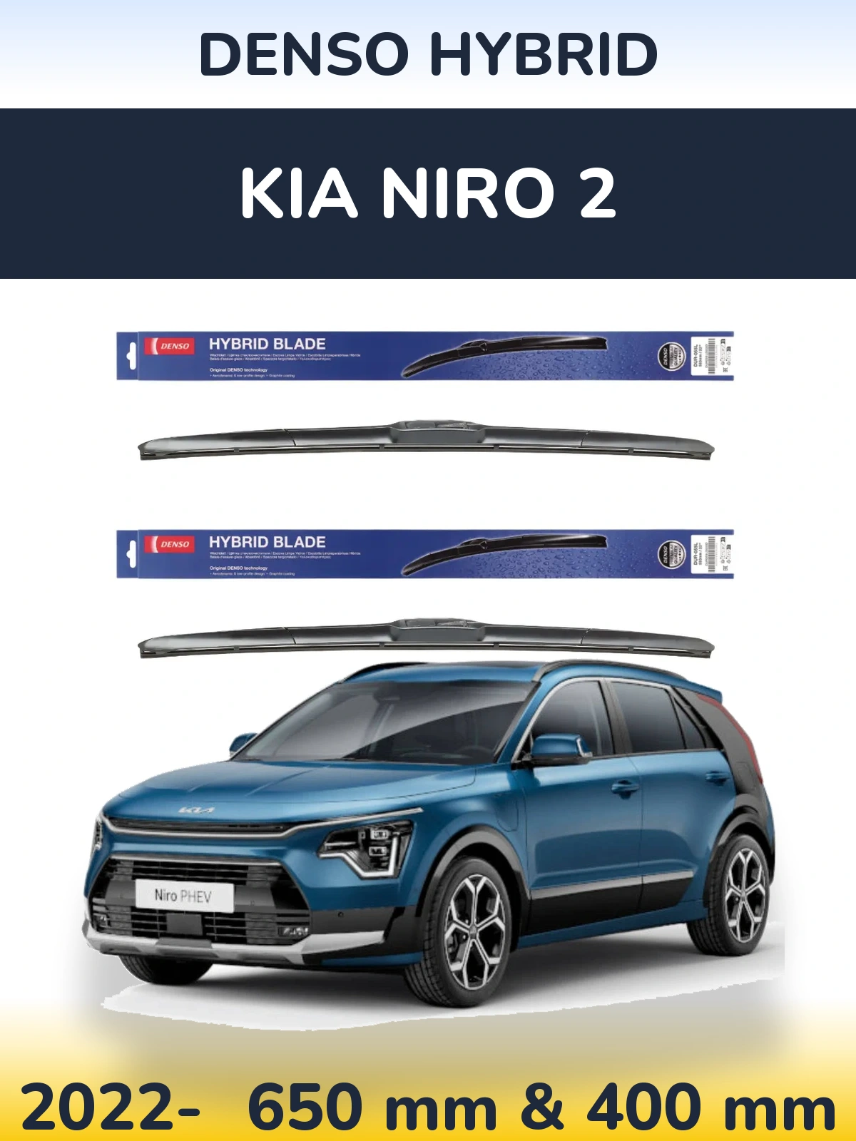 Komplet przednich wycieraczek Denso Hybrid 650 & 400 mm do KIA Niro 2 2022-2026