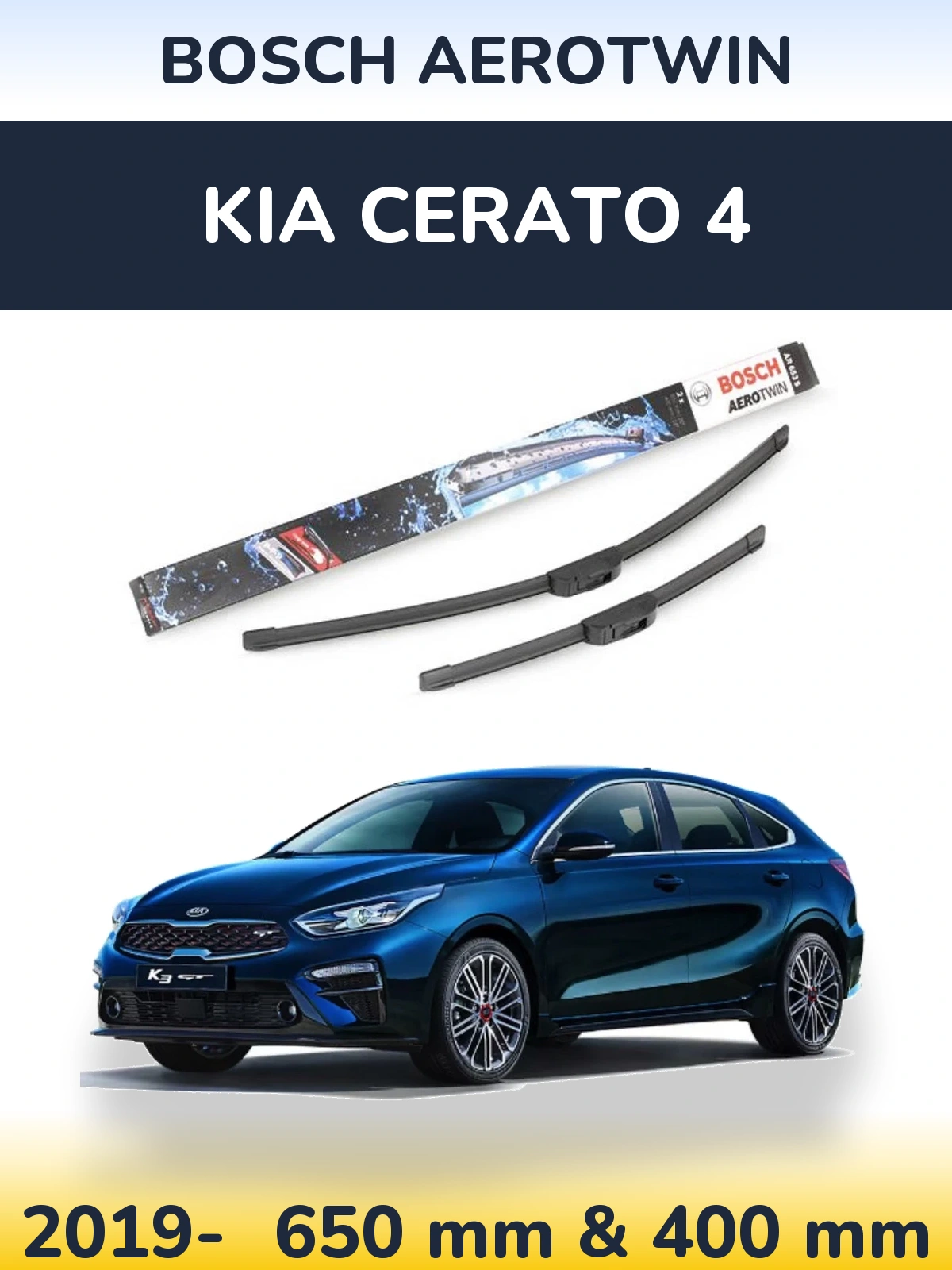 Komplet przednich wycieraczek BOSCH AeroTwin 650 & 400 mm do KIA Cerato 4 2019-2026