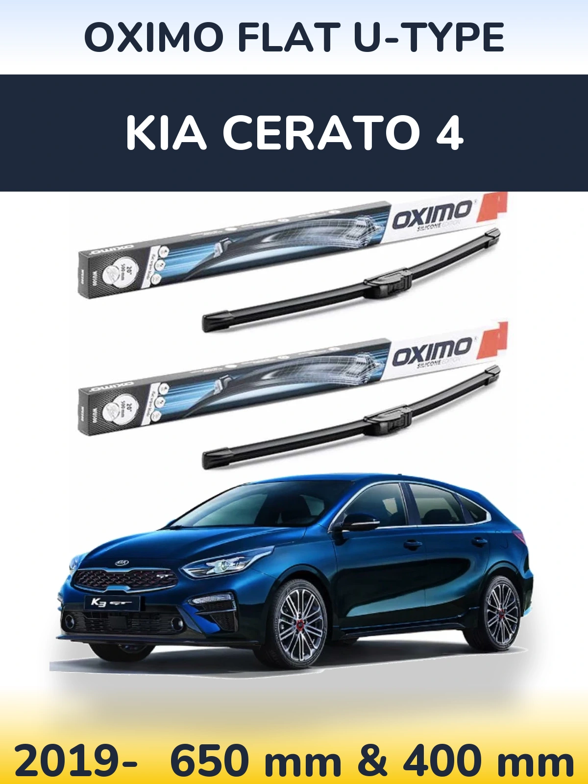 Komplet przednich wycieraczek Oximo Flat U-type 650 & 400 mm do KIA Cerato 4 2019-2026